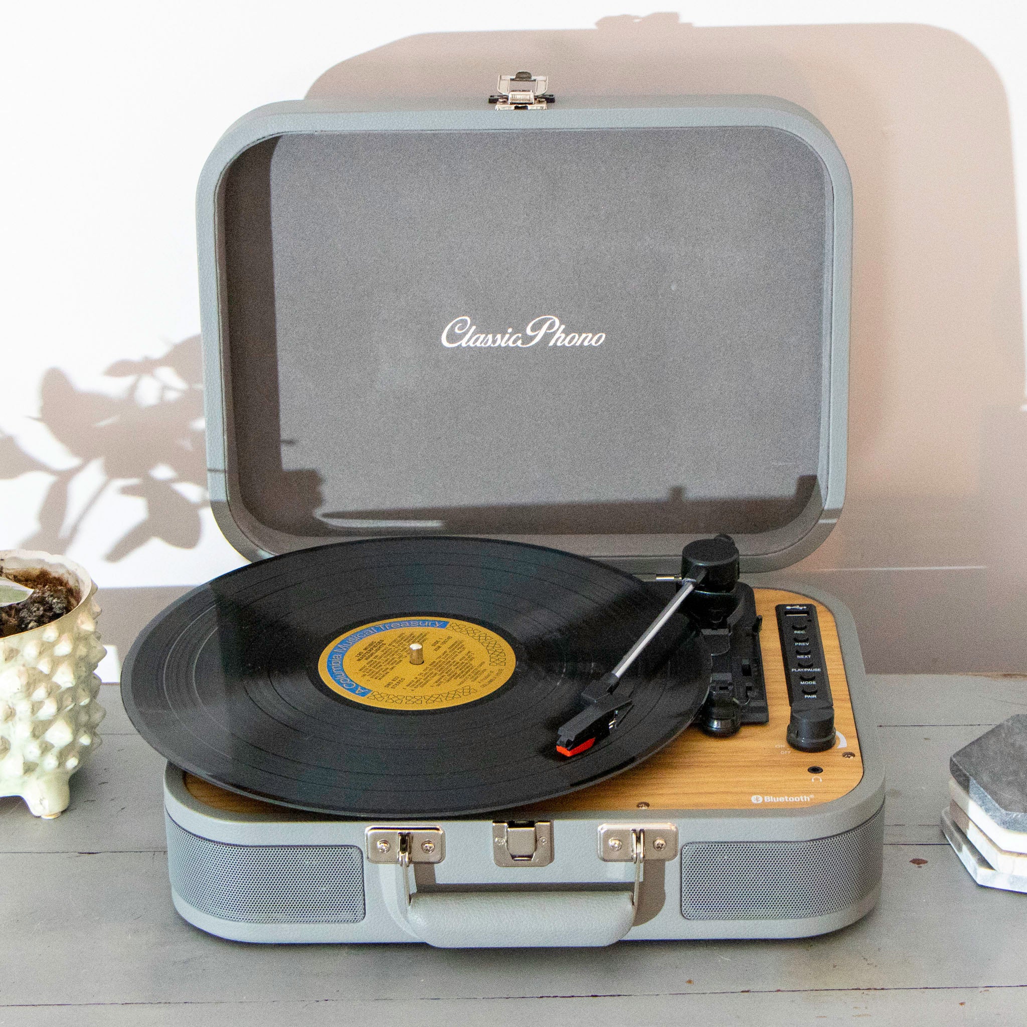 Classic Phono TT-116GY - Platine vinyle rétro Bluetooth® avec haut-parleurs intégrés - Gris - Image 12