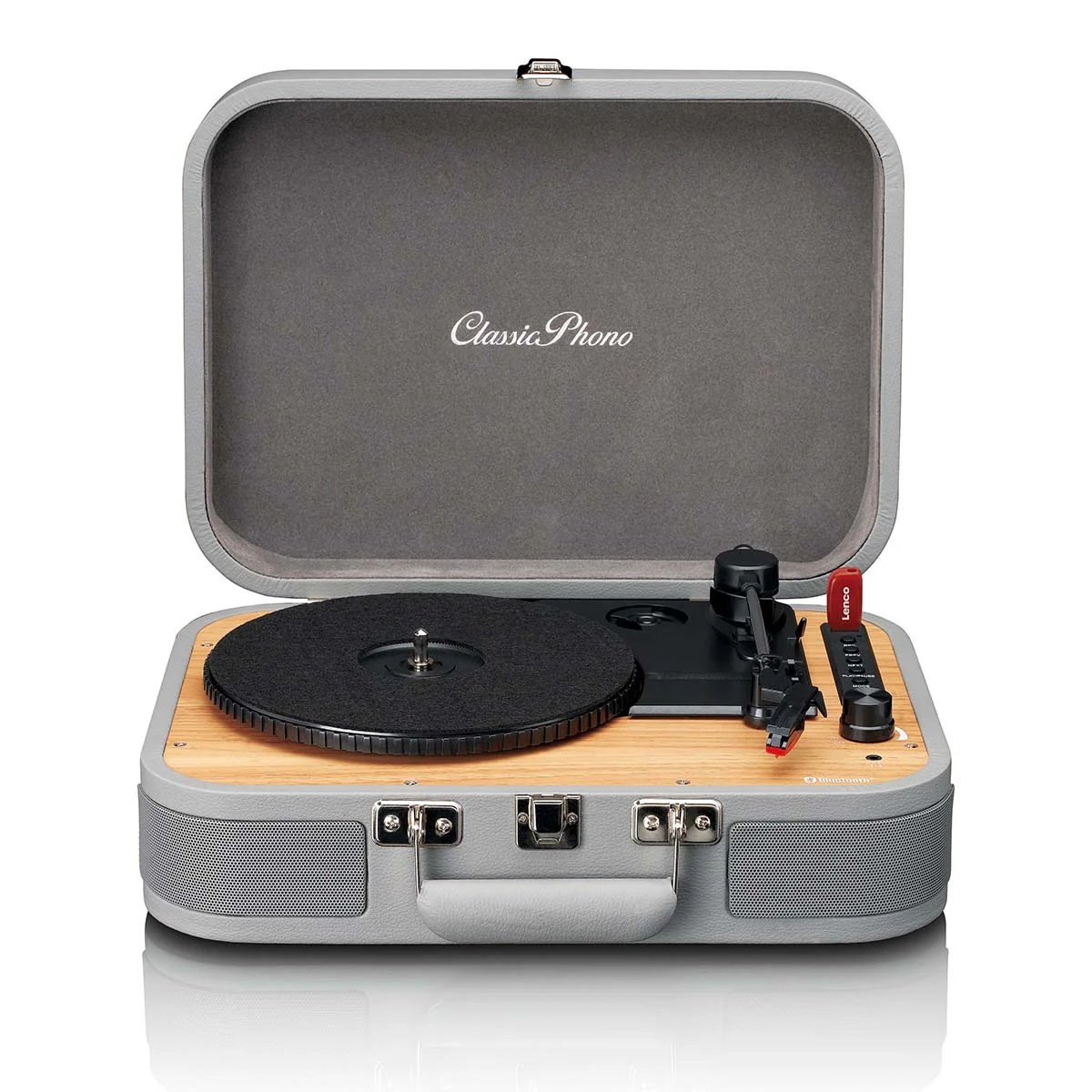 Classic Phono TT-116GY - Platine vinyle rétro Bluetooth® avec haut-parleurs intégrés - Gris - Image 3