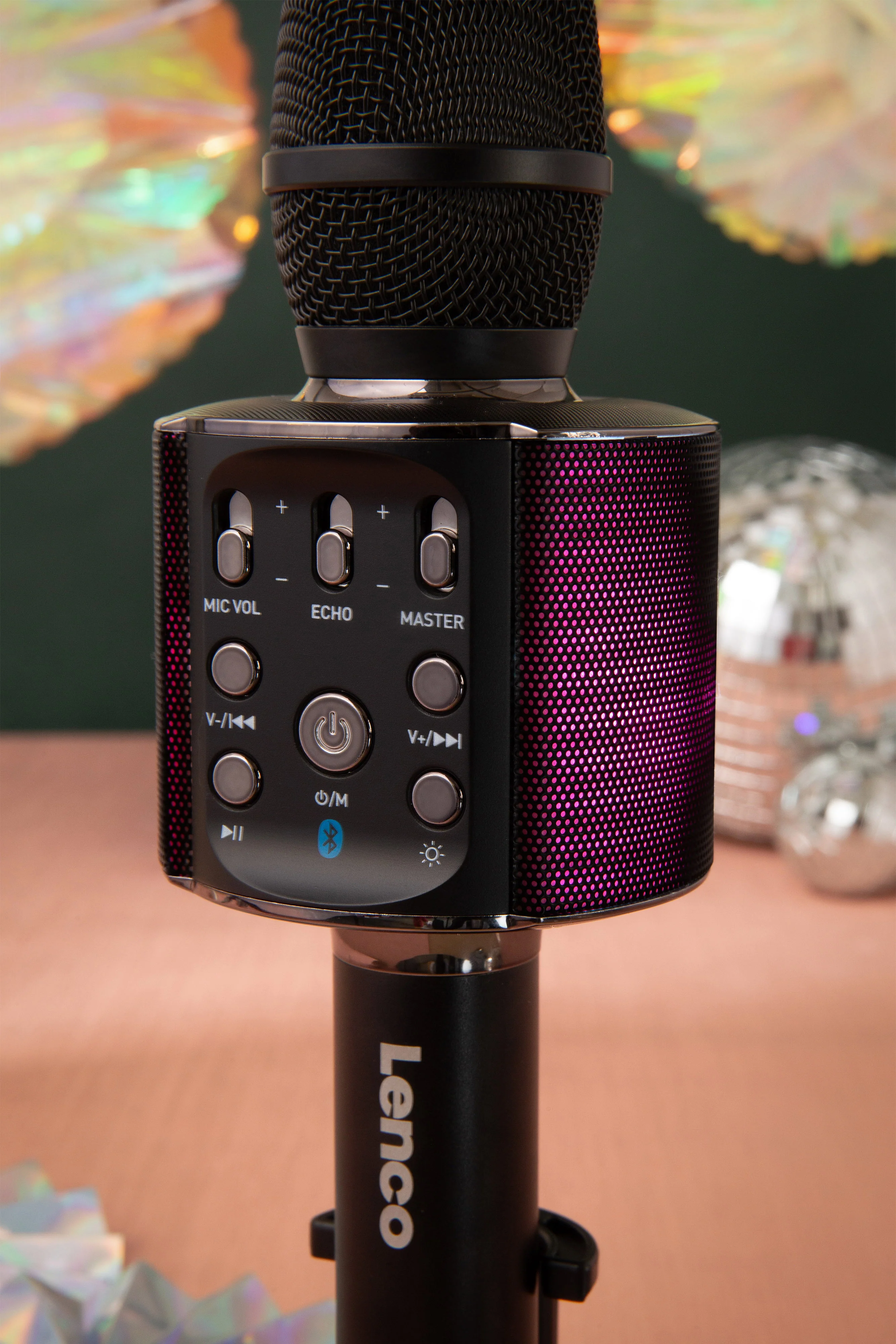 Lenco BMC-090BK - Microphone Bluetooth® pour karaoké avec enceinte et éclairage - Noir - Image 13
