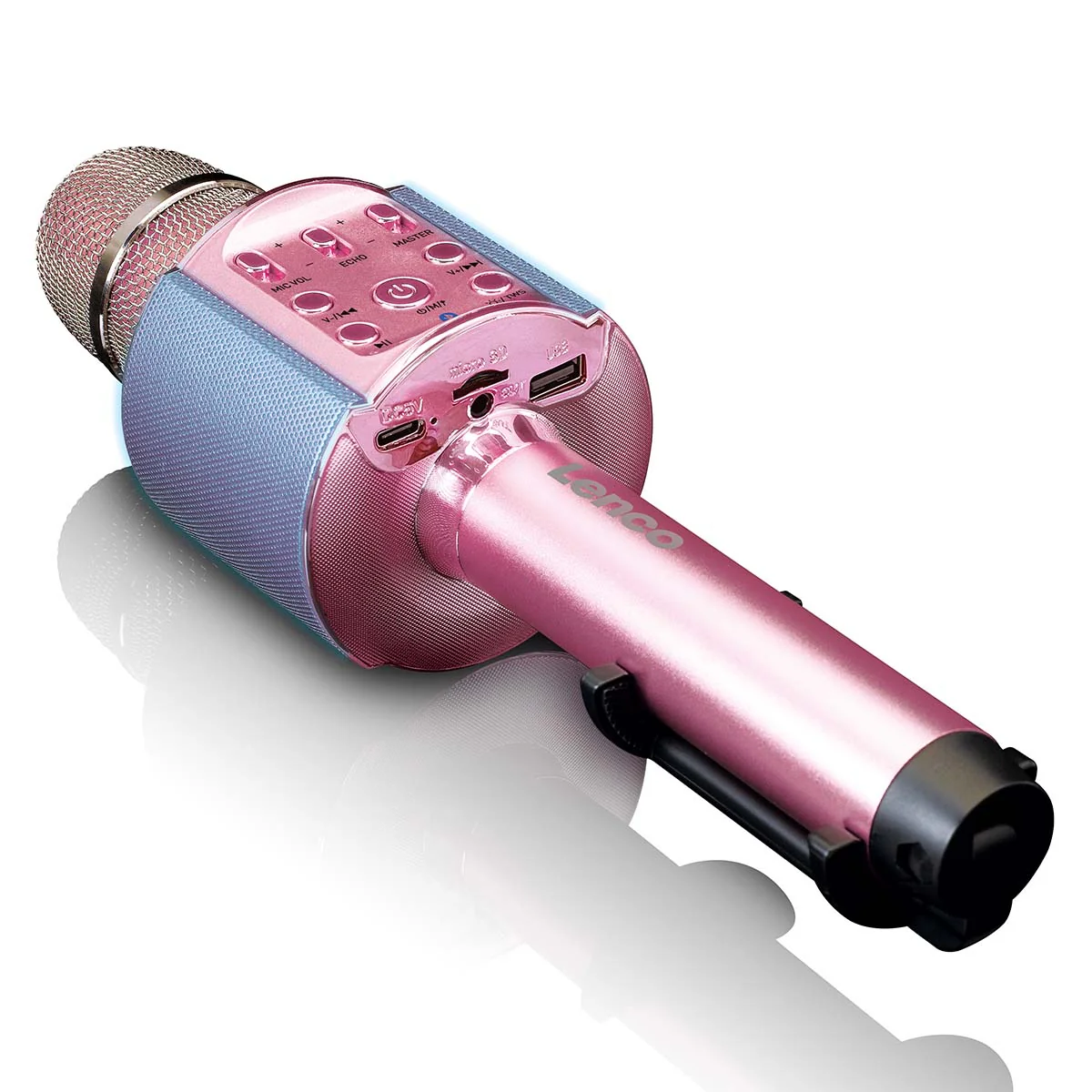 Lenco BMC-090PK - Microphone Bluetooth® pour karaoké avec enceinte et éclairage - Rose - Image 6