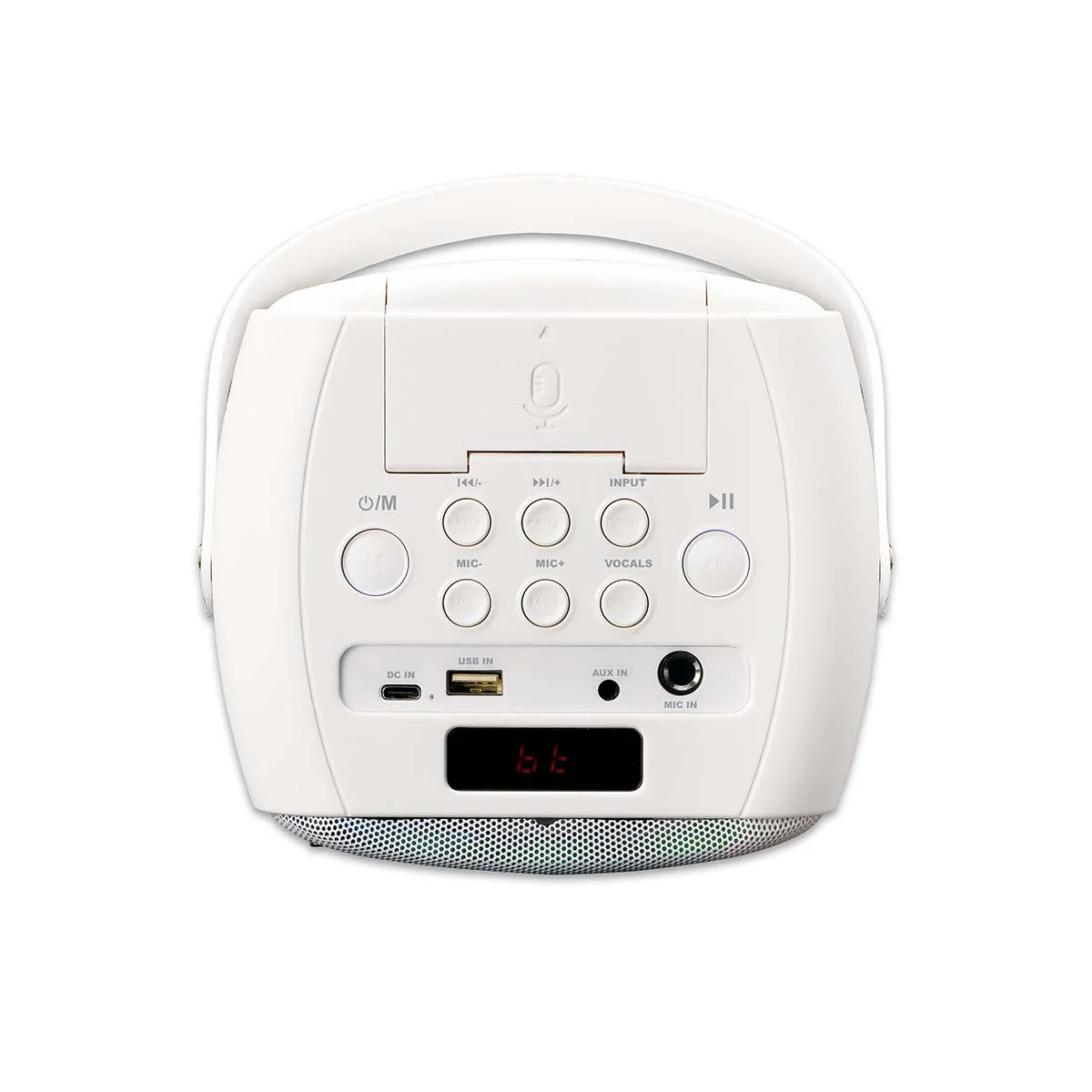 LENCO BTC-060WH - Ensemble de karaoké avec Bluetooth®, batterie rechargeable, microphone karaoké sans fil et éclairage LED disco - Blanc - Image 8