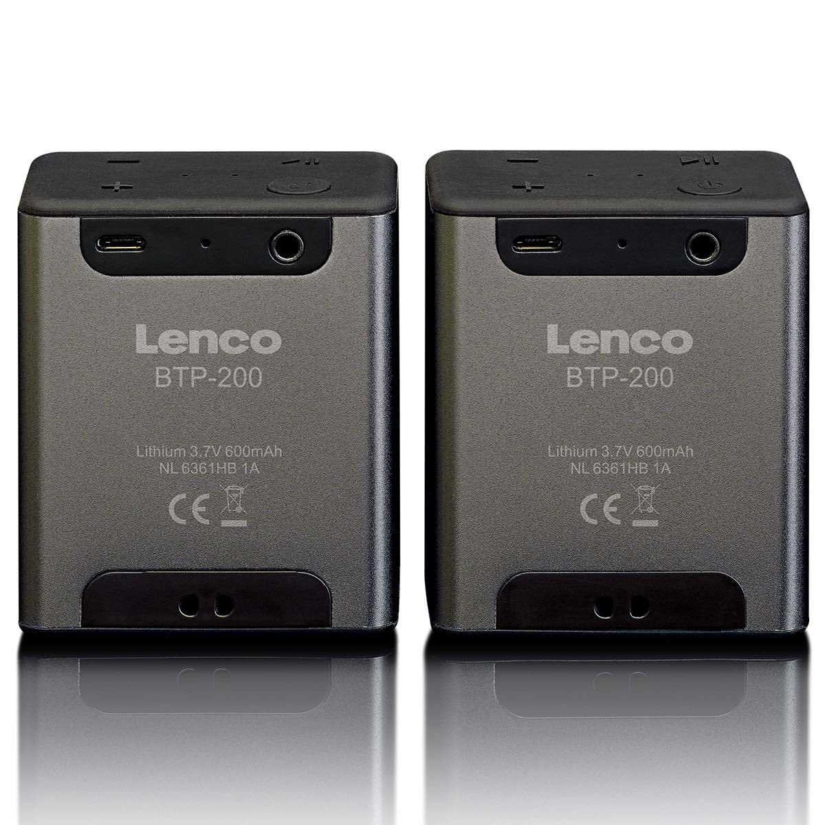 Lenco BTP-200BK - Ensemble d’enceintes stéréo Bluetooth® avec autonomie de 8 heures et accessoires - Gris - Image 3