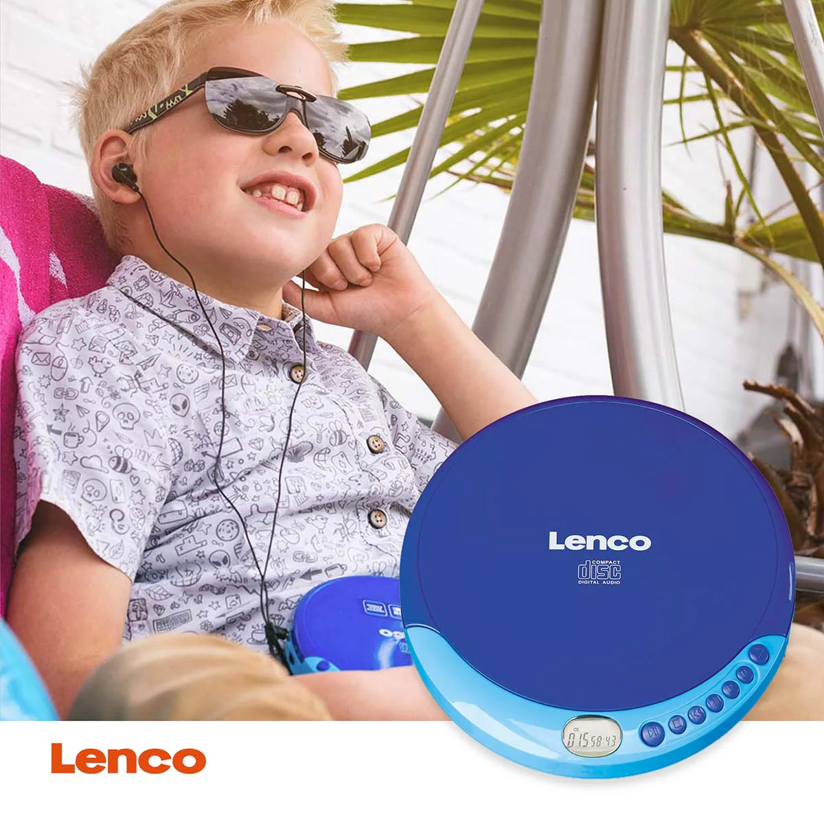 Lenco CD-011 - Lecteur CD portable avec fonction de rechargement - Bleu - Image 9