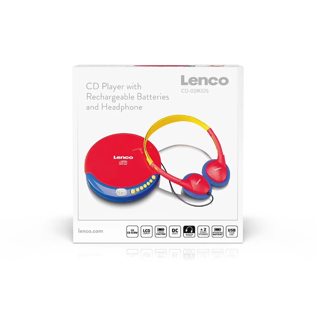 Lenco CD-021KIDS - Lecteur CD portable pour enfants avec casque, piles rechargeables et limiteur de son intégré - Multicolore - Image 6