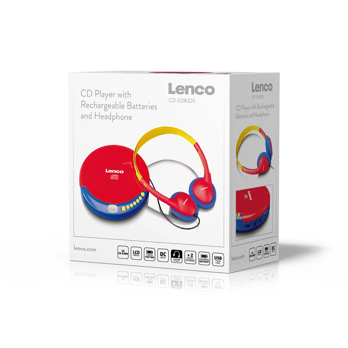 Lenco CD-021KIDS - Lecteur CD portable pour enfants avec casque, piles rechargeables et limiteur de son intégré - Multicolore - Image 7