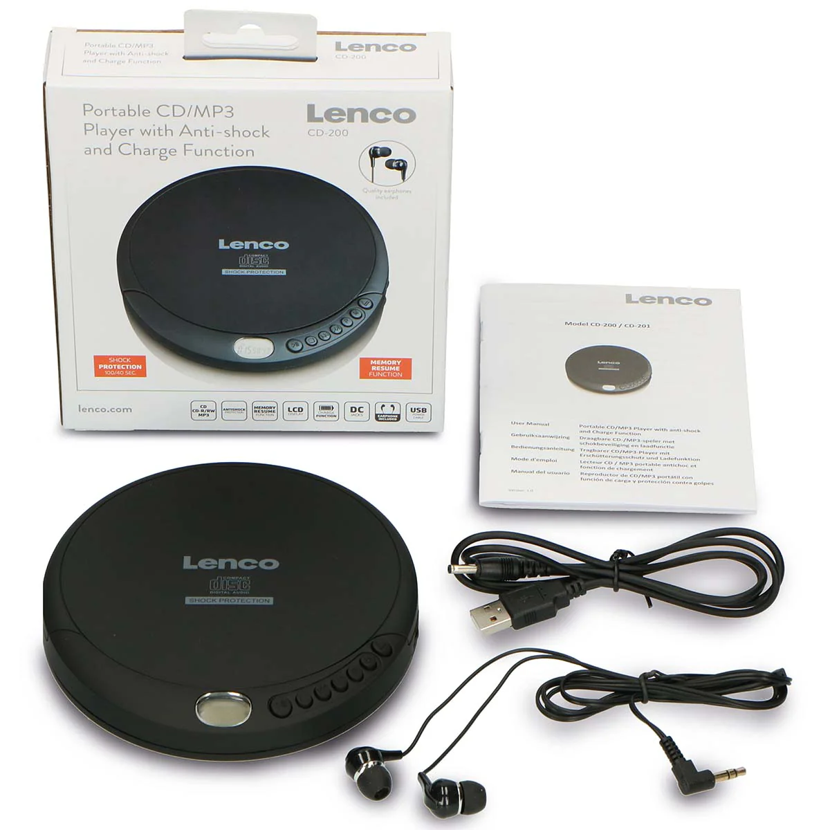Lenco CD-200 - Lecteur CD portable avec protection contre les chocs - Noir - Image 14