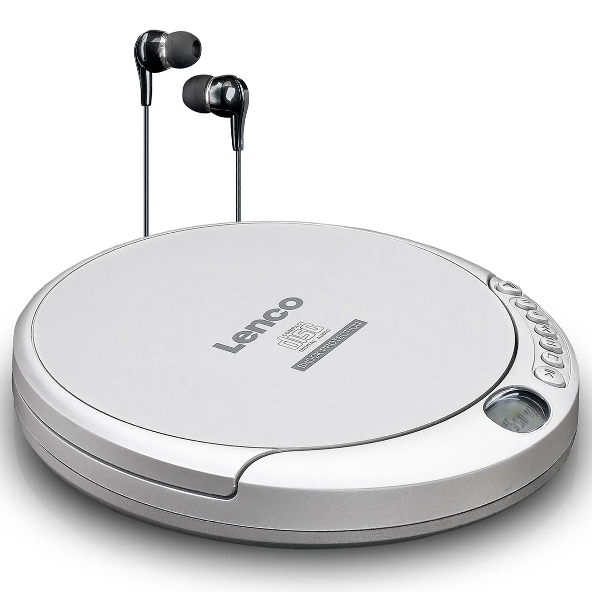 Lenco CD-201SI+PBC-50GY - Lecteur CD/MP3 portable avec protection anti-choc et étui de rangement pratique avec powerbank intégrée - Argent/Gris - Image 4