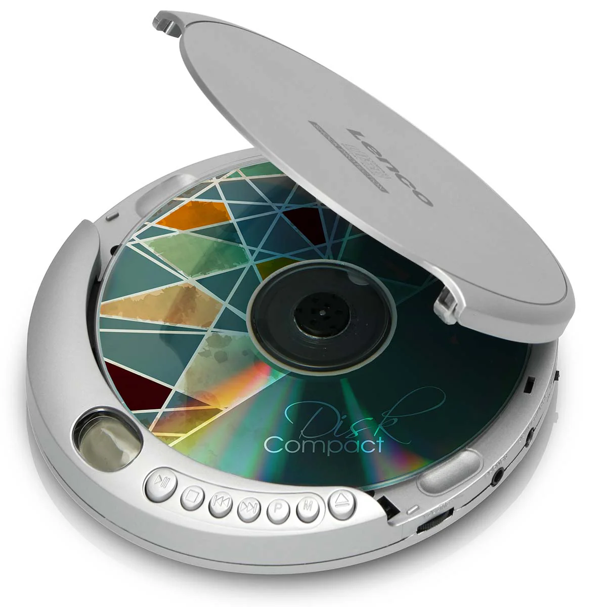 Lenco CD-201SI+PBC-50GY - Lecteur CD/MP3 portable avec protection anti-choc et étui de rangement pratique avec powerbank intégrée - Argent/Gris - Image 8