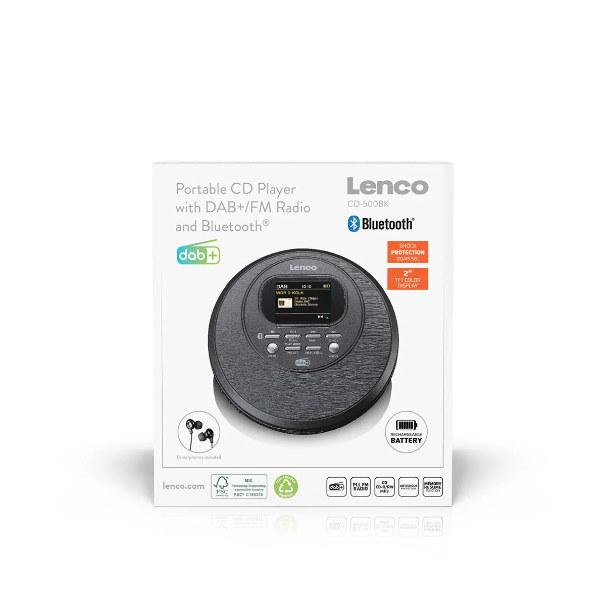 Lenco CD-500BK - Lecteur CD portable avec radio DAB+/FM et Bluetooth® - Noir - Image 10