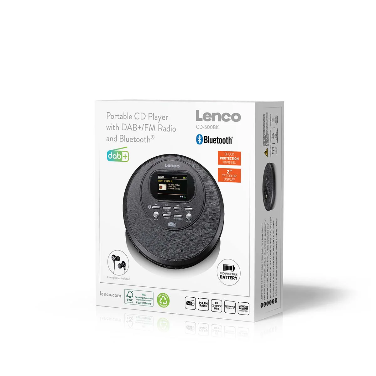 Lenco CD-500BK - Lecteur CD portable avec radio DAB+/FM et Bluetooth® - Noir - Image 11