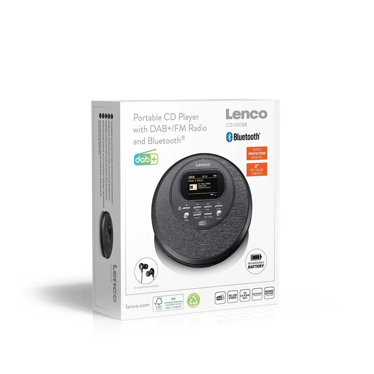Lenco CD-500BK - Lecteur CD portable avec radio DAB+/FM et Bluetooth® - Noir - Image 12