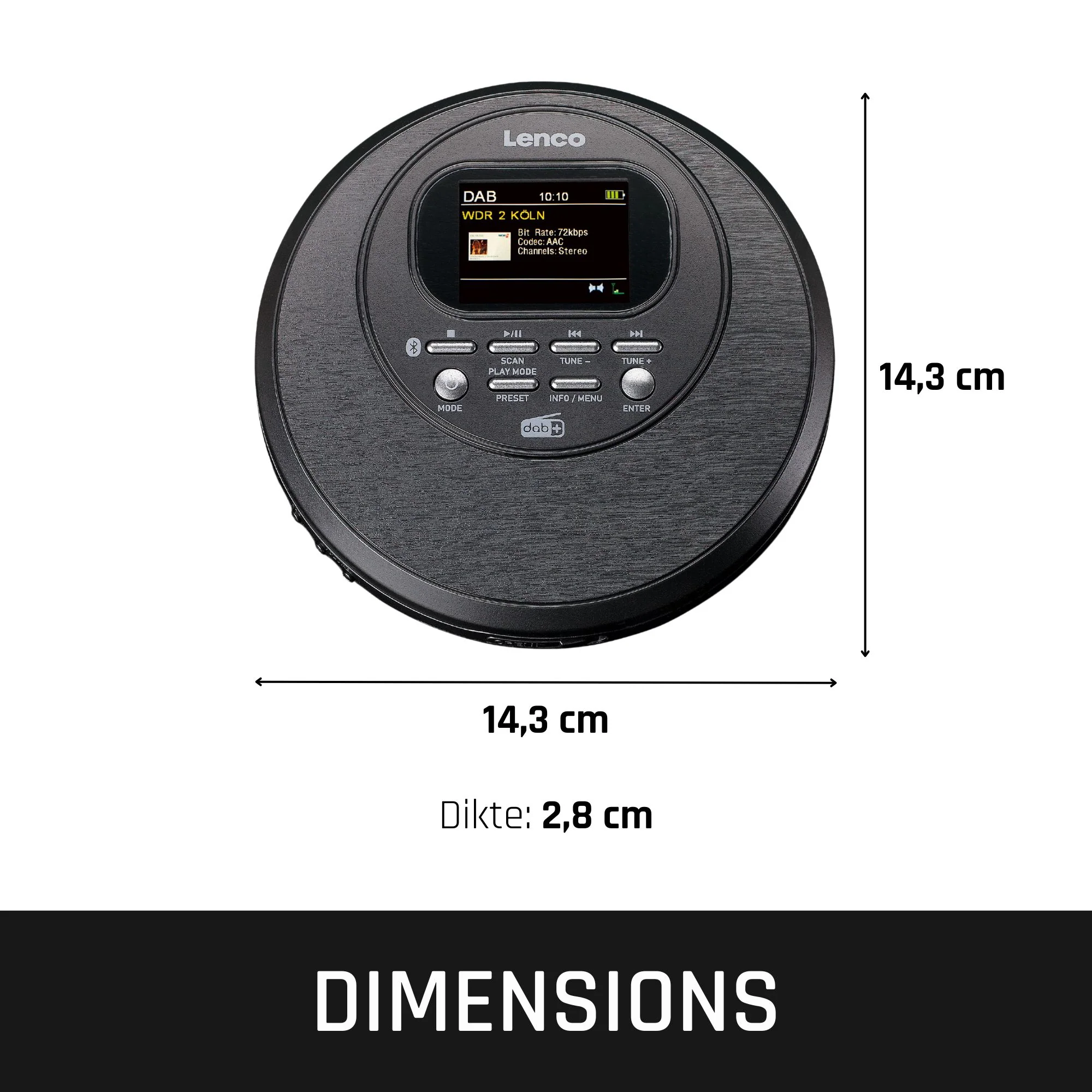 Lenco CD-500BK - Lecteur CD portable avec radio DAB+/FM et Bluetooth® - Noir - Image 9