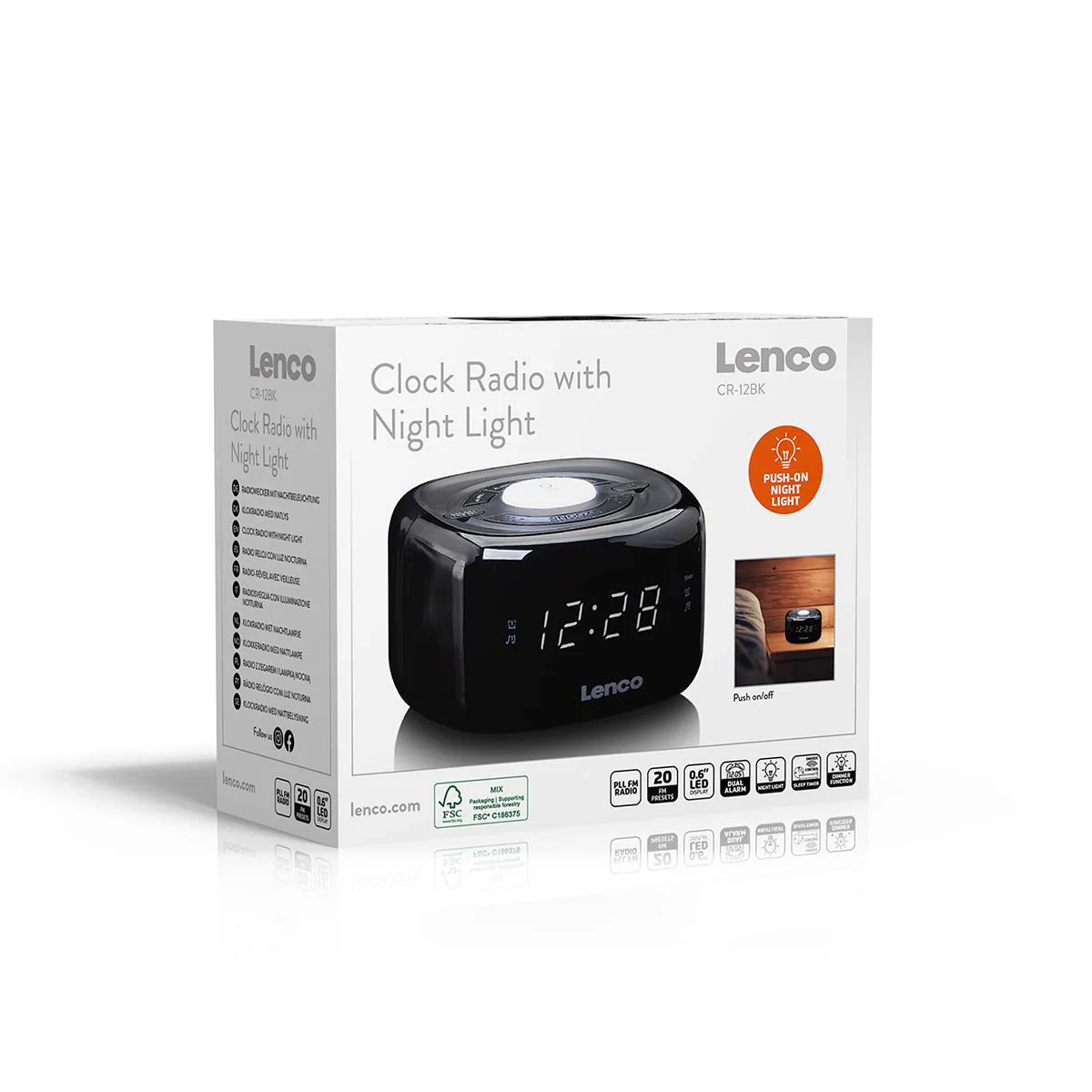 Lenco CR-12BK - Radio-réveil FM avec veilleuse - Noir - Image 11