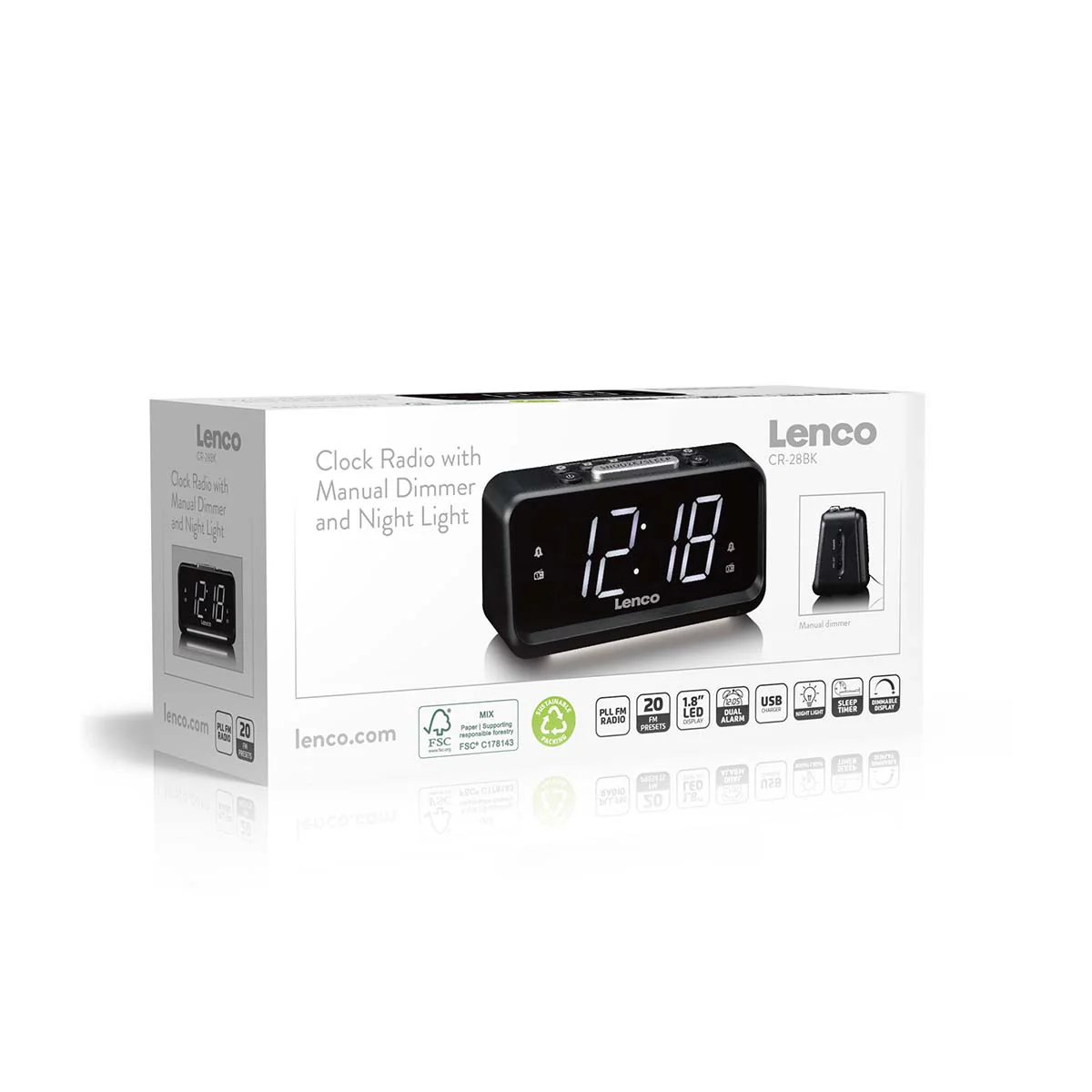 Lenco CR-28BK - Radio-réveil avec variateur manuel, veilleuse et écran LED lumineux - Noir - Image 11