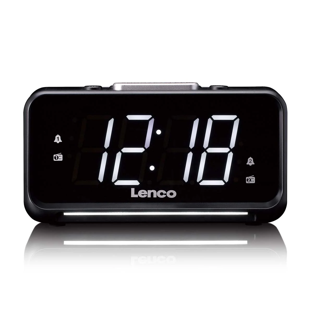 Lenco CR-28BK - Radio-réveil avec variateur manuel, veilleuse et écran LED lumineux - Noir - Image 3