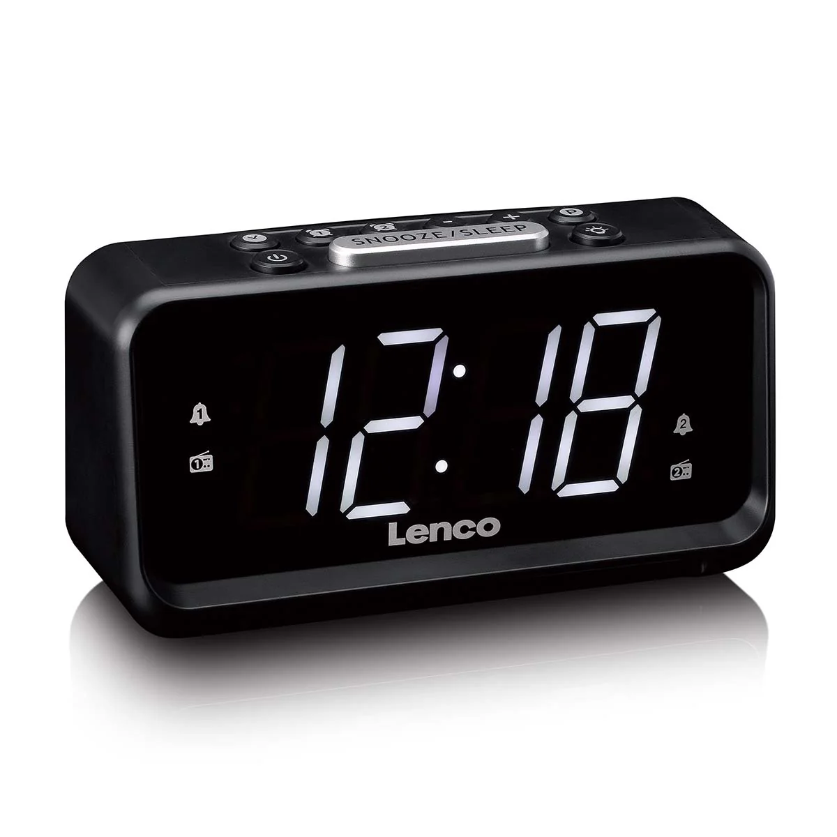Lenco CR-28BK - Radio-réveil avec variateur manuel, veilleuse et écran LED lumineux - Noir - Image 5