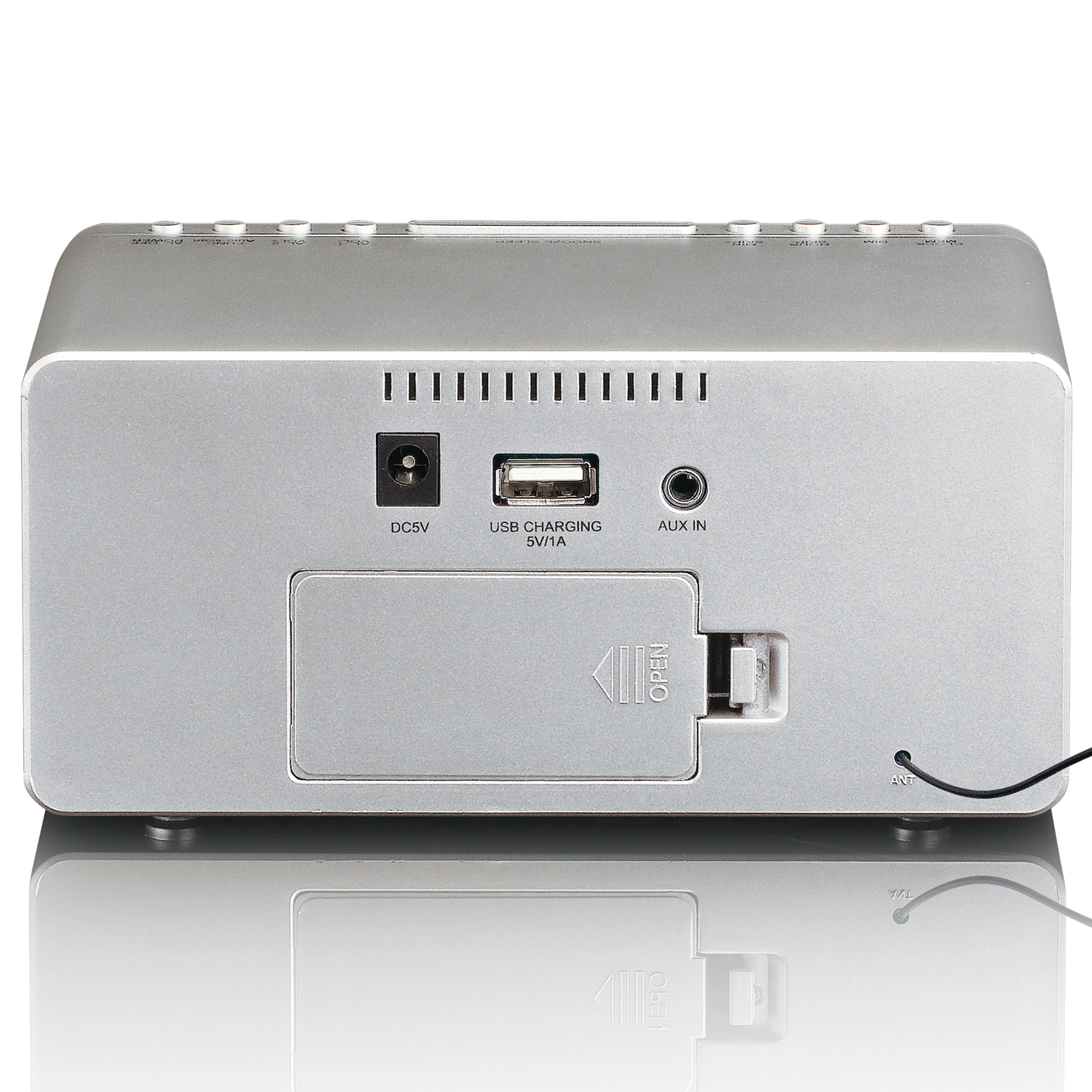 Lenco CR-520SI - Radio-réveil FM stéréo avec port USB - Argent - Image 3