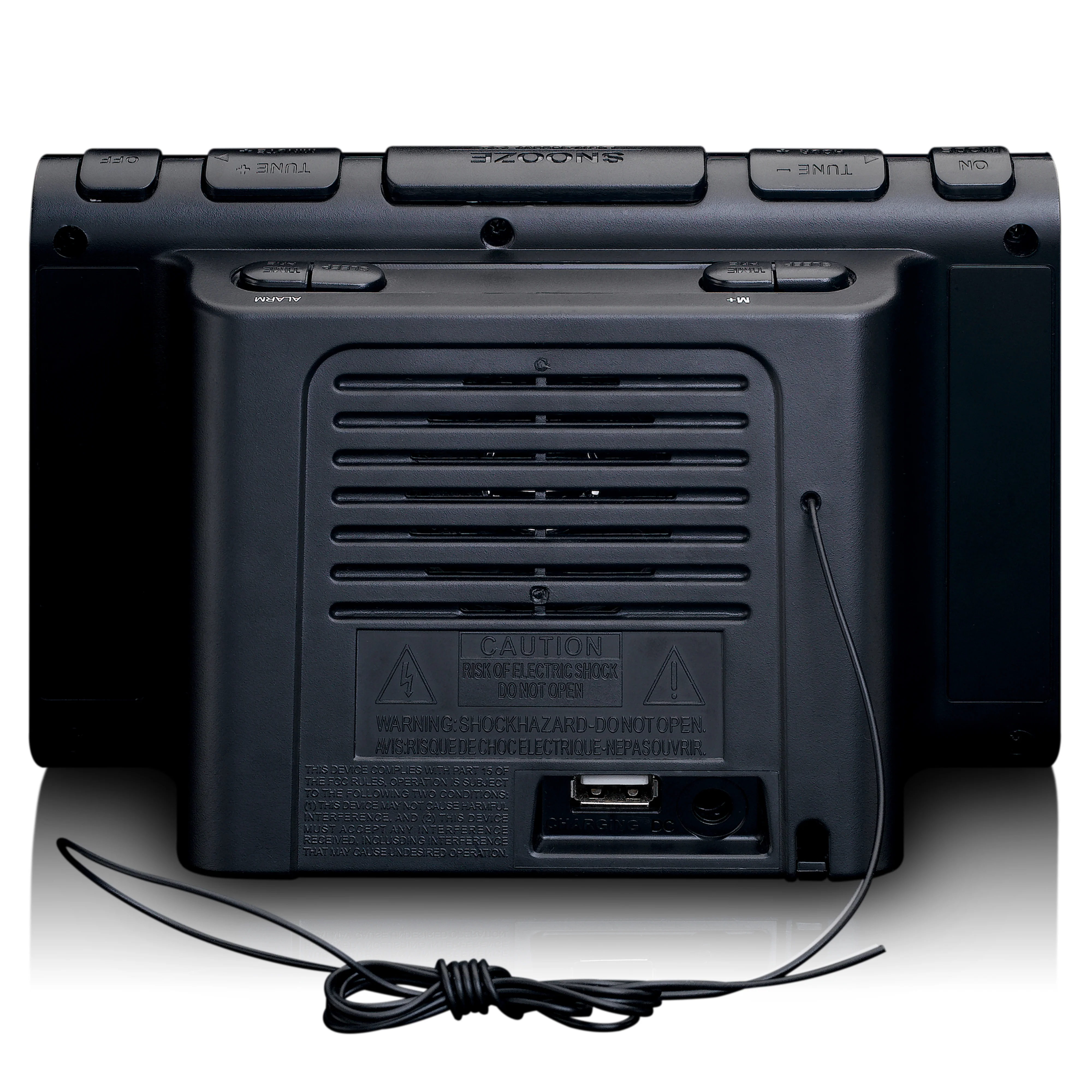 Lenco CR-525BK - Radio-réveil FM avec lecteur USB et chargeur USB - Noir - Image 4