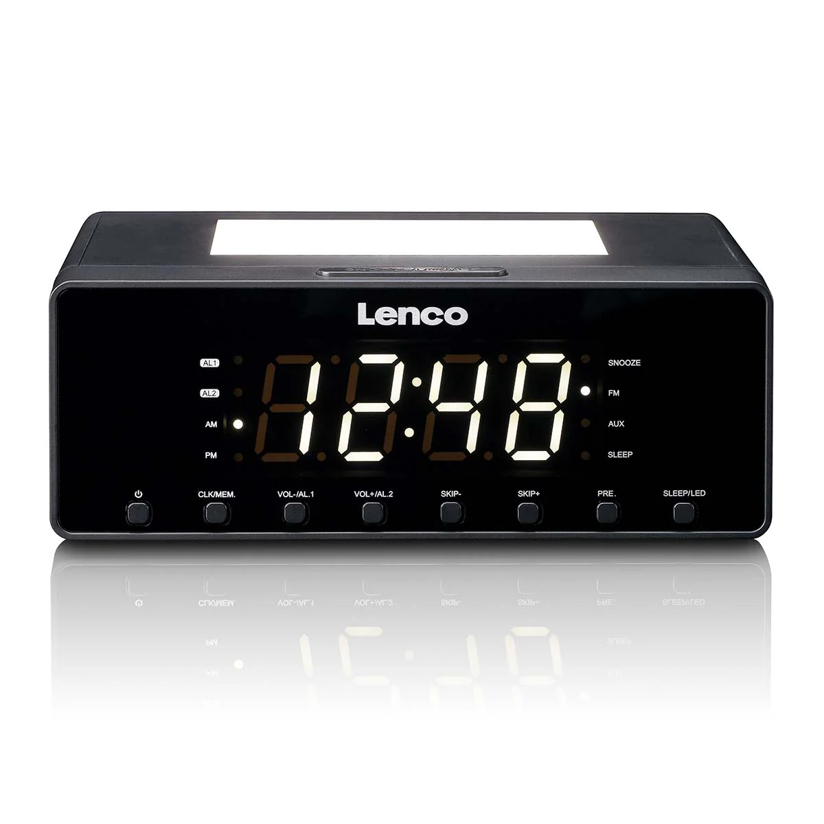 Lenco CR-540BK - Radio-réveil avec veilleuse à intensité variable et fonction de charge USB - Noir