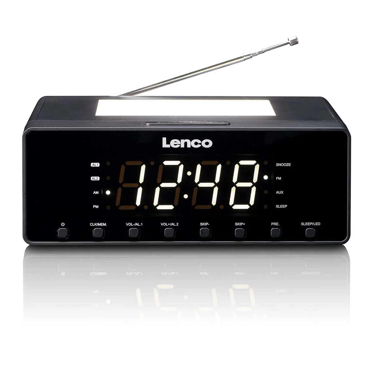 Lenco CR-540BK - Radio-réveil avec veilleuse à intensité variable et fonction de charge USB - Noir - Image 2