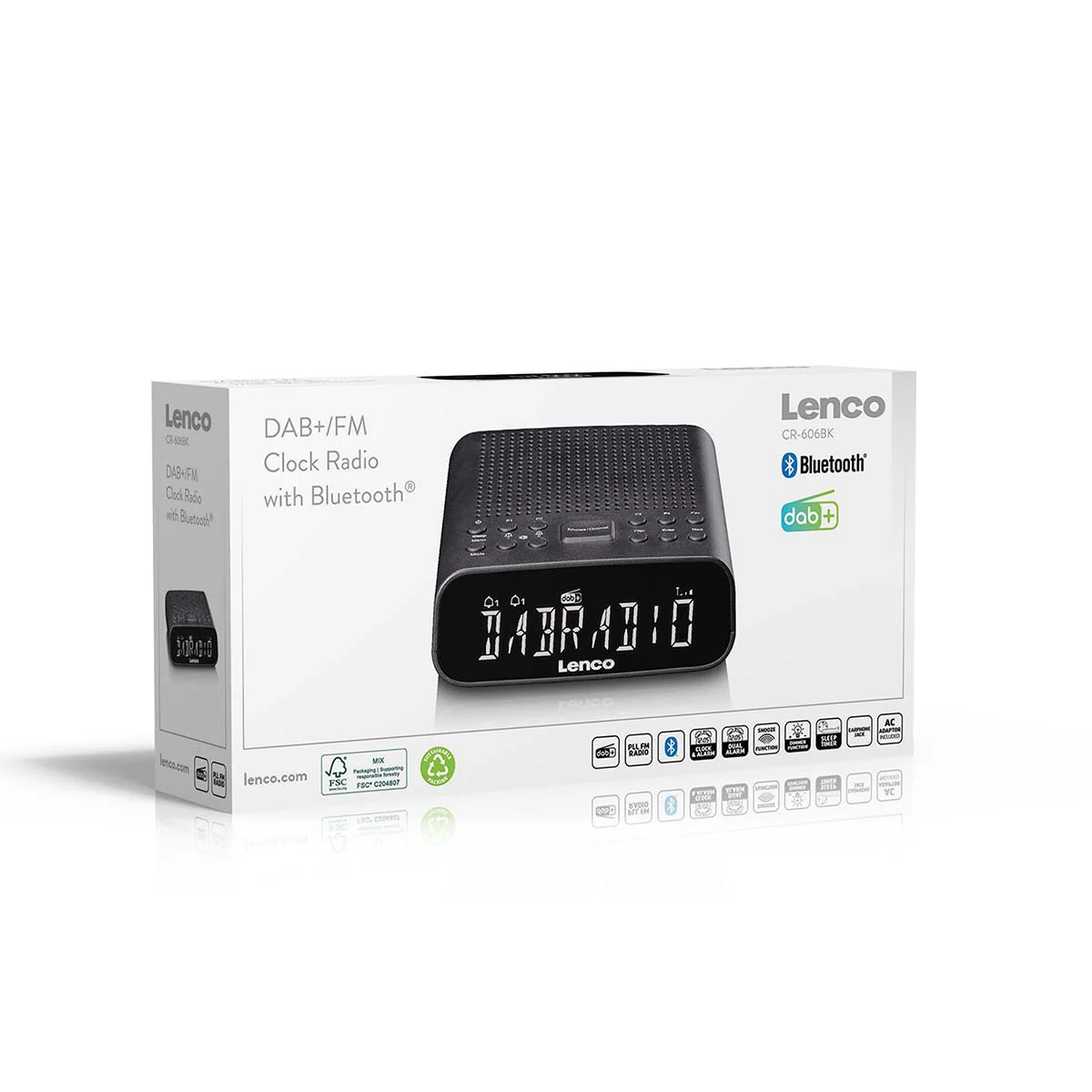 LENCO CR-606BK - Radio-réveil avec DAB+/FM, Bluetooth® et grand écran LCD réglable - Noir - Image 11