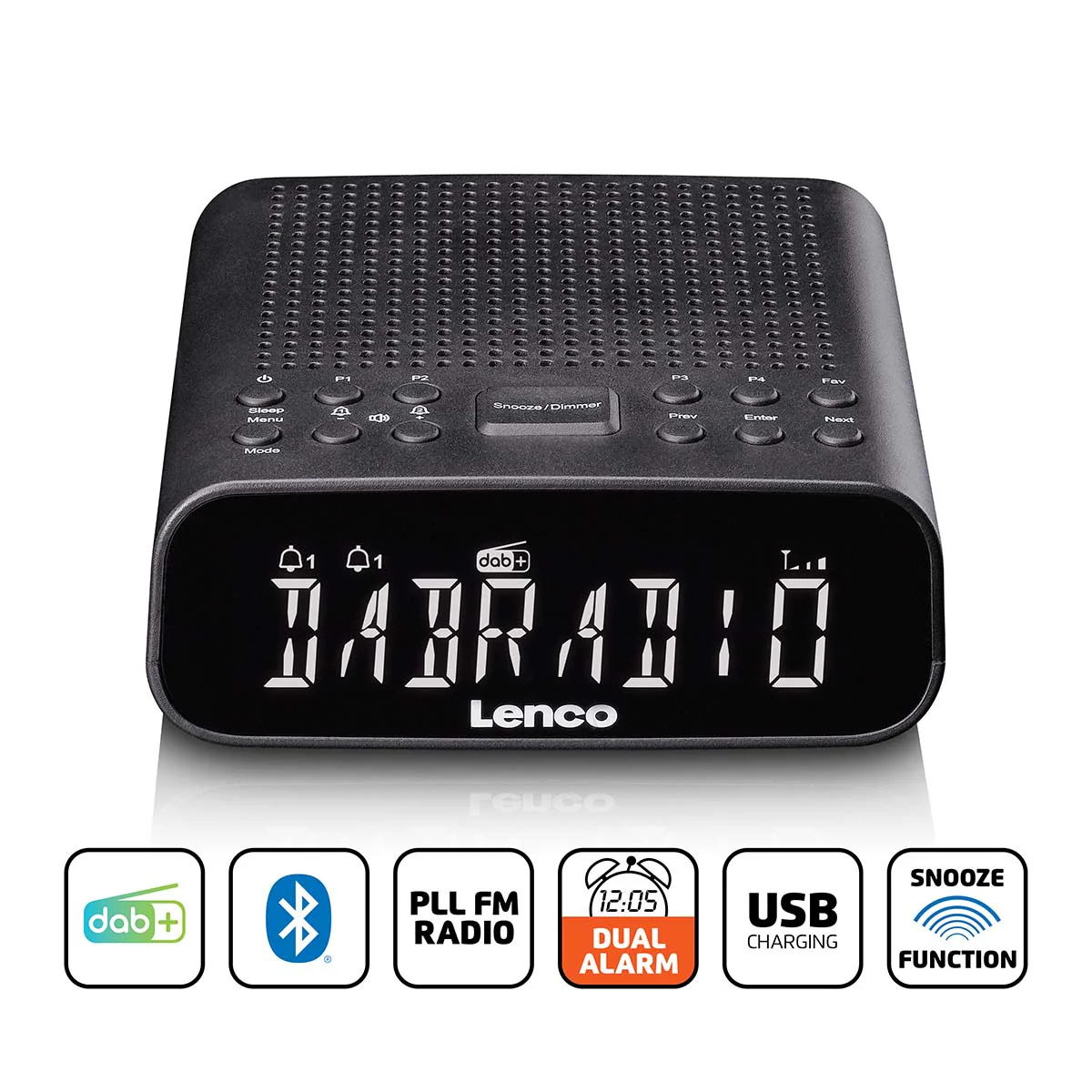 LENCO CR-606BK - Radio-réveil avec DAB+/FM, Bluetooth® et grand écran LCD réglable - Noir - Image 8