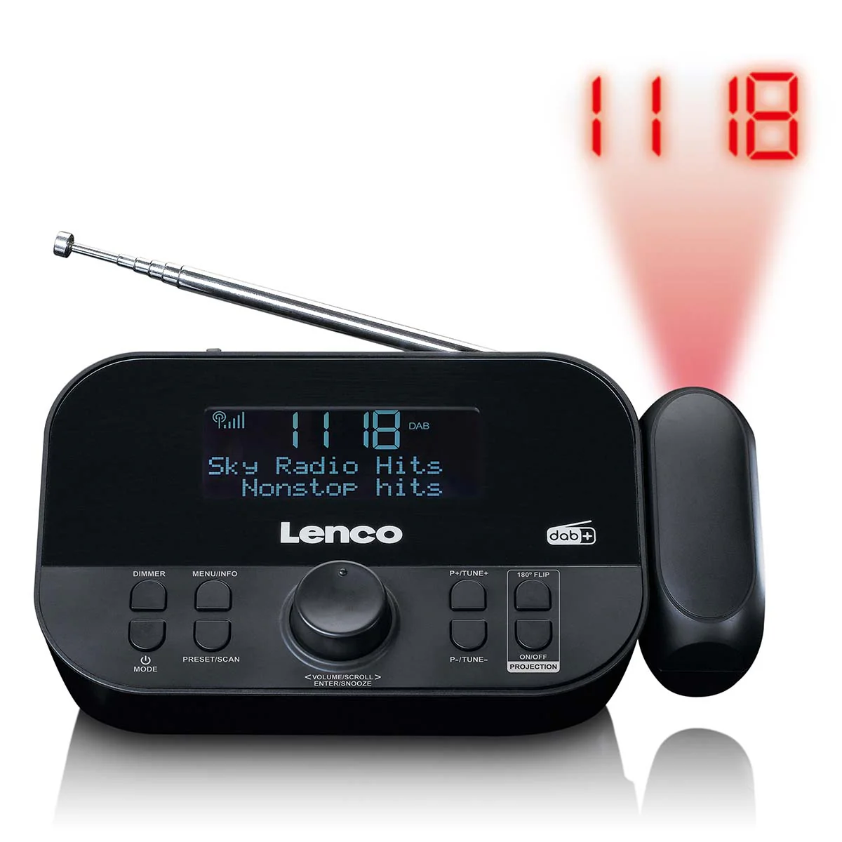 Lenco CR-615BK - Radio-réveil DAB+/FM avec projection de l'heure - Noir - Image 2