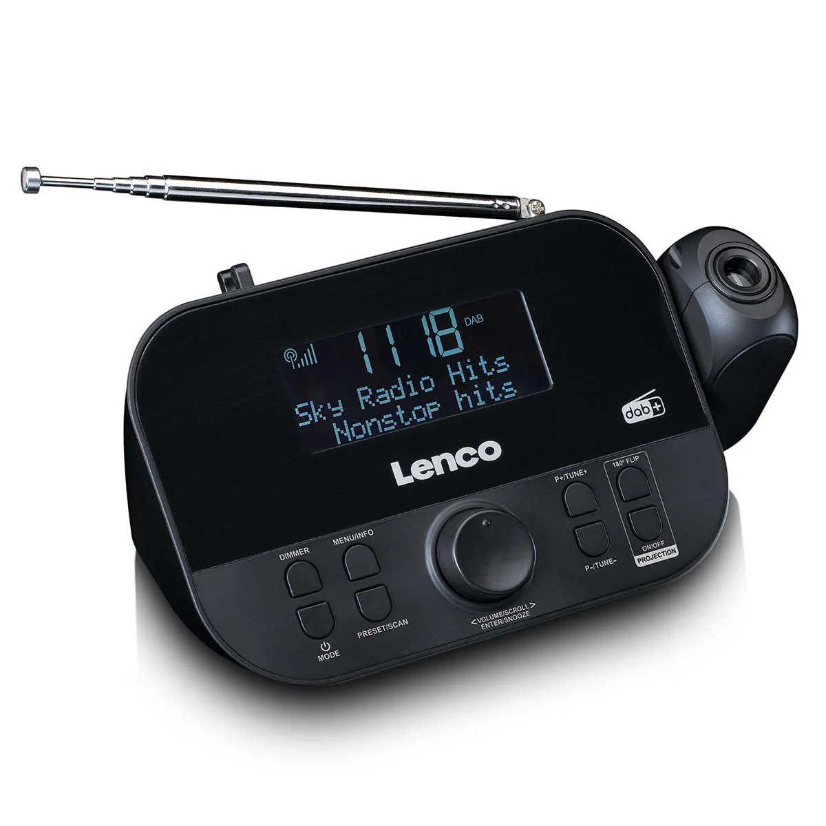 Lenco CR-615BK - Radio-réveil DAB+/FM avec projection de l'heure - Noir - Image 5
