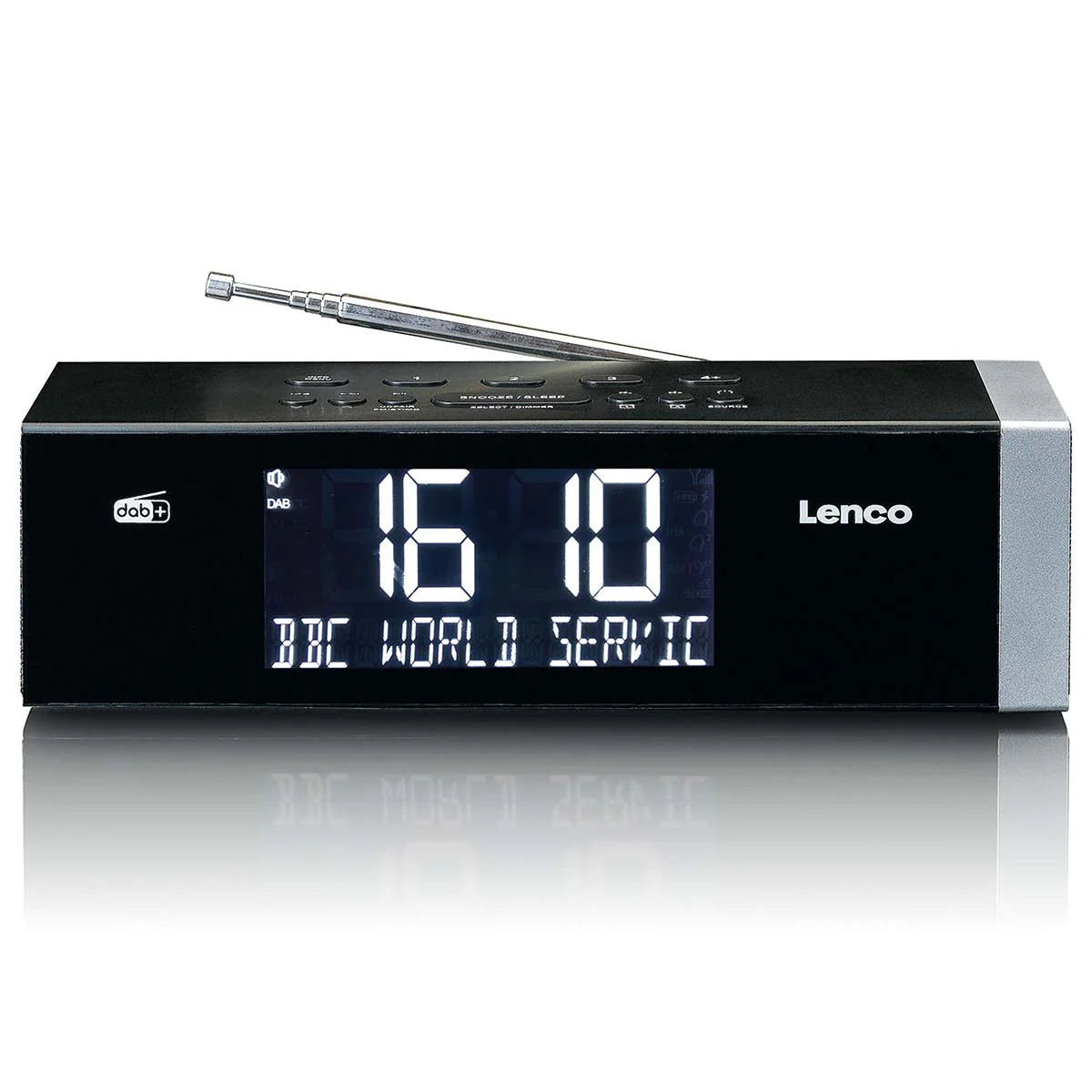 Lenco CR-640BK - Radio-réveil FM stéréo avec horloge à commande radio et entrée AUX - Blanc - Image 2