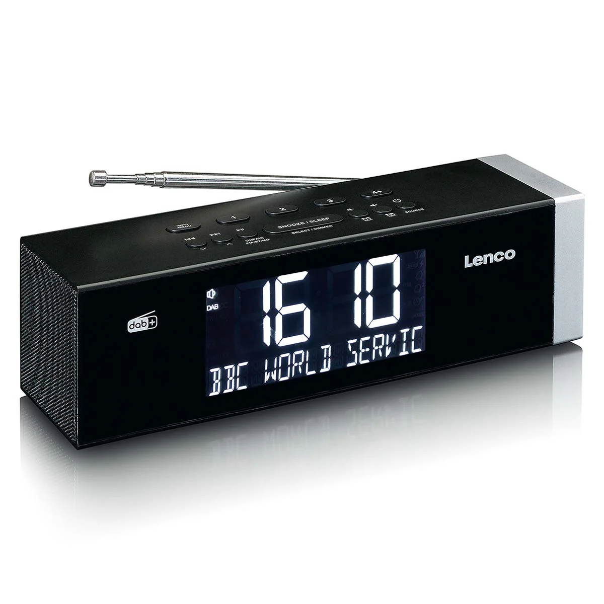 Lenco CR-640BK - Radio-réveil FM stéréo avec horloge à commande radio et entrée AUX - Blanc - Image 5