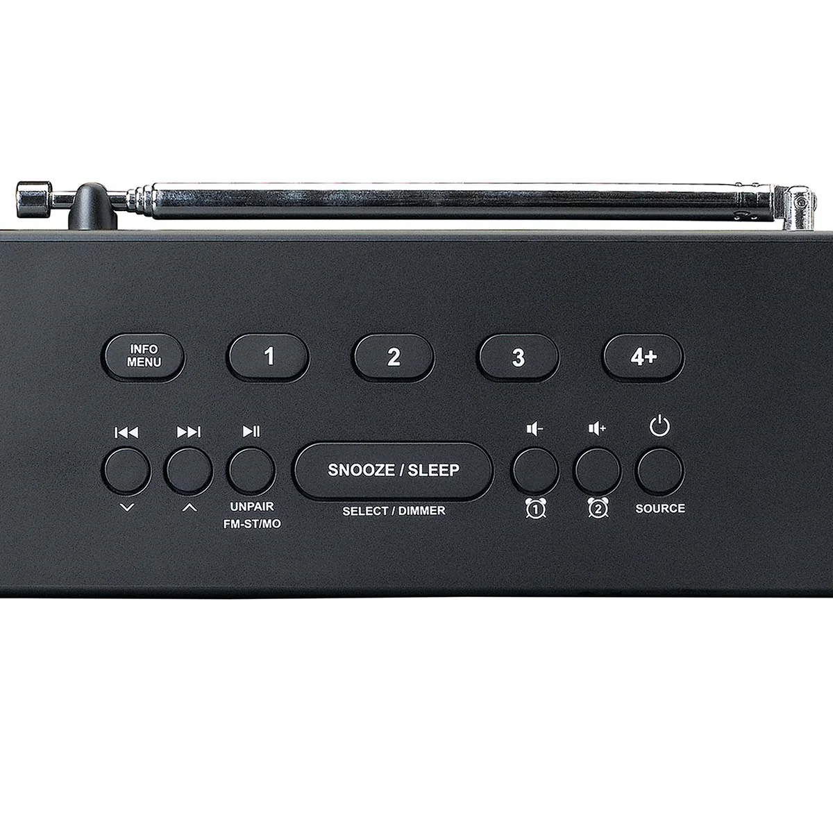 Lenco CR-640BK - Radio-réveil FM stéréo avec horloge à commande radio et entrée AUX - Blanc - Image 8