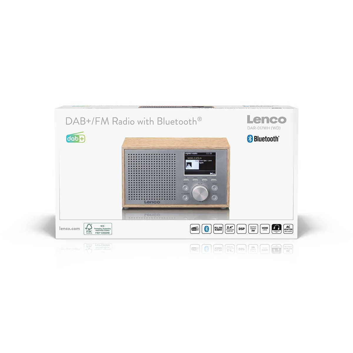Lenco DAR-017WH - Radio DAB+/FM compacte et élégante avec Bluetooth® et caisson en bois - Chêne - Image 6