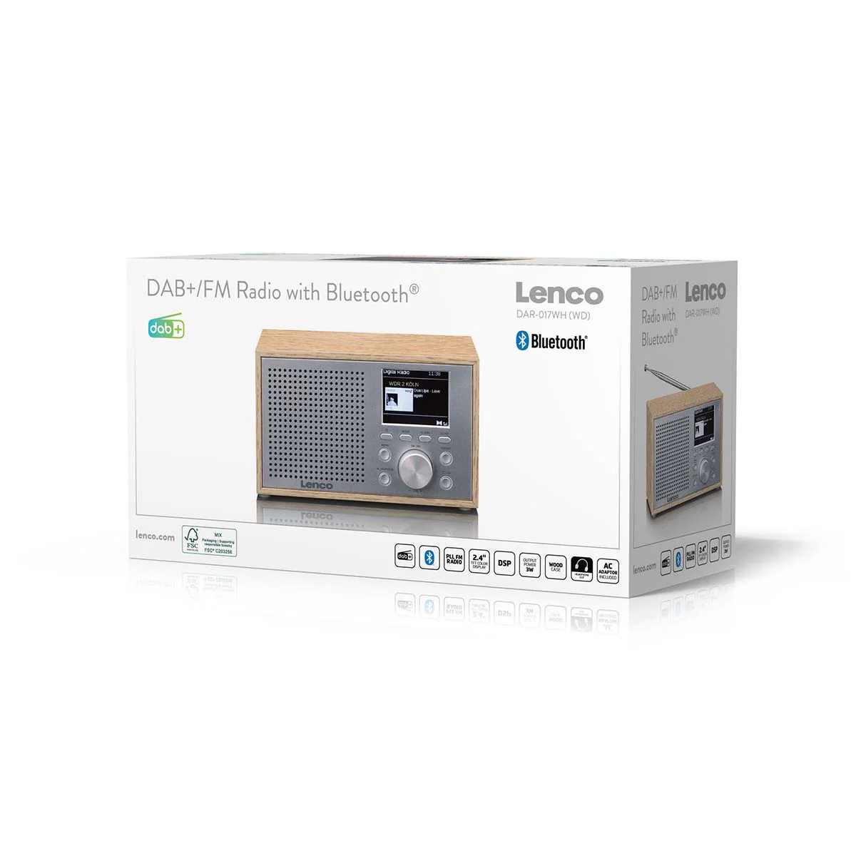 Lenco DAR-017WH - Radio DAB+/FM compacte et élégante avec Bluetooth® et caisson en bois - Chêne - Image 7