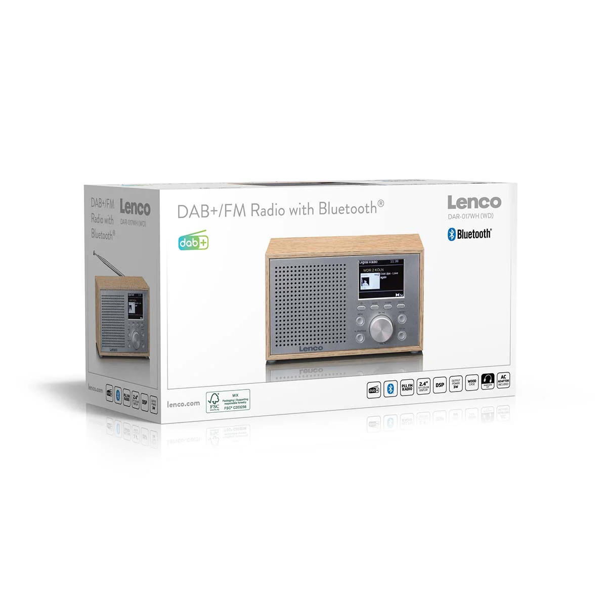 Lenco DAR-017WH - Radio DAB+/FM compacte et élégante avec Bluetooth® et caisson en bois - Chêne - Image 8