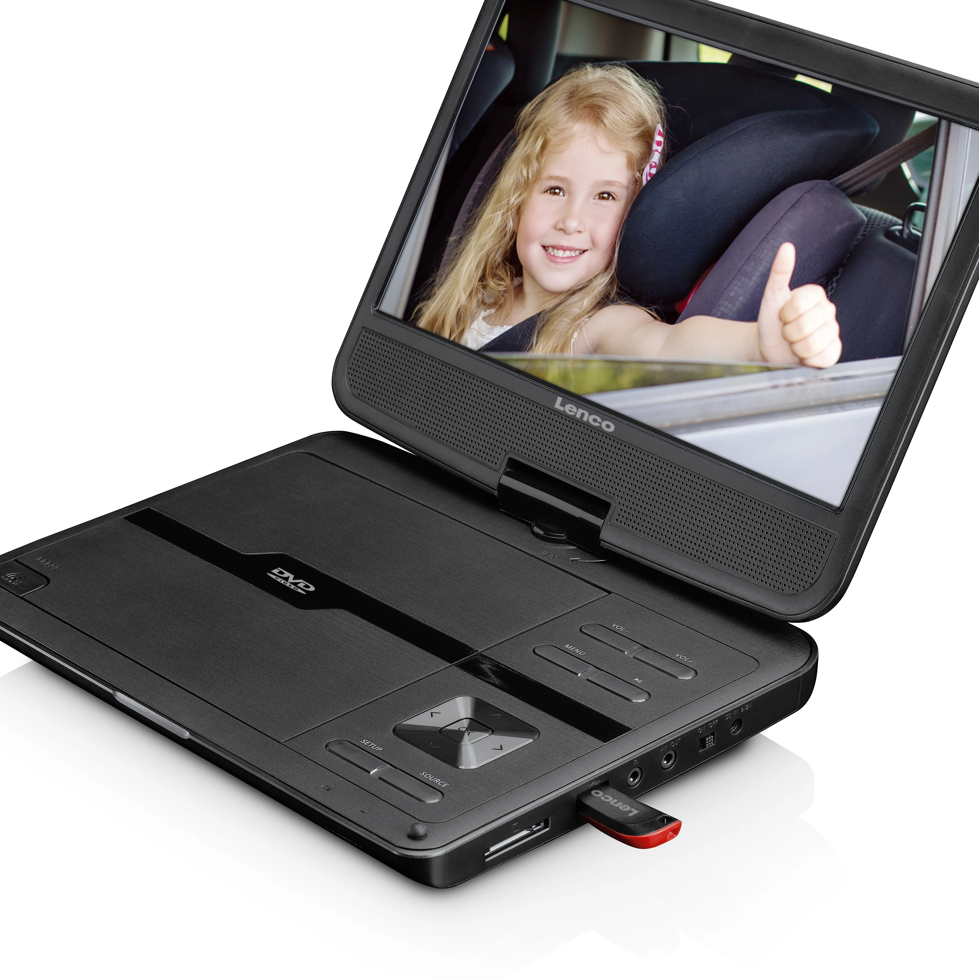 Lenco DVP-1010BK - Lecteur DVD portable de 10 pouces avec connexion USB, casque et dispositif de suspension - Image 4