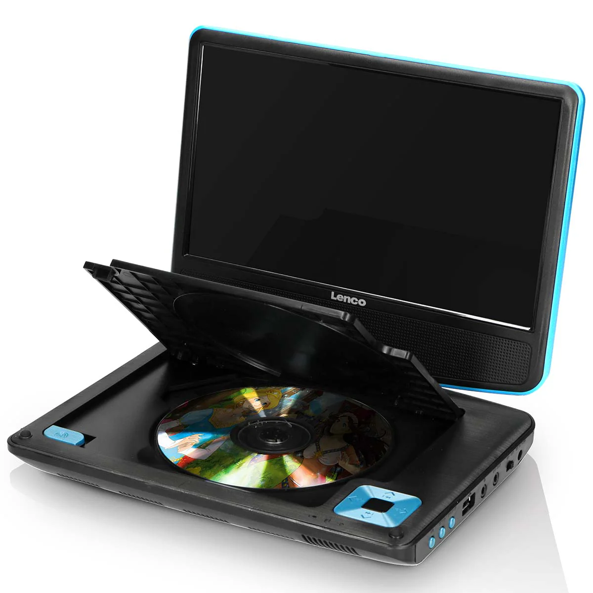 Lenco DVP-910BU - Lecteur DVD portable de 9 pouces avec casque, port USB et dispositif de suspension - Bleu/noir - Image 3
