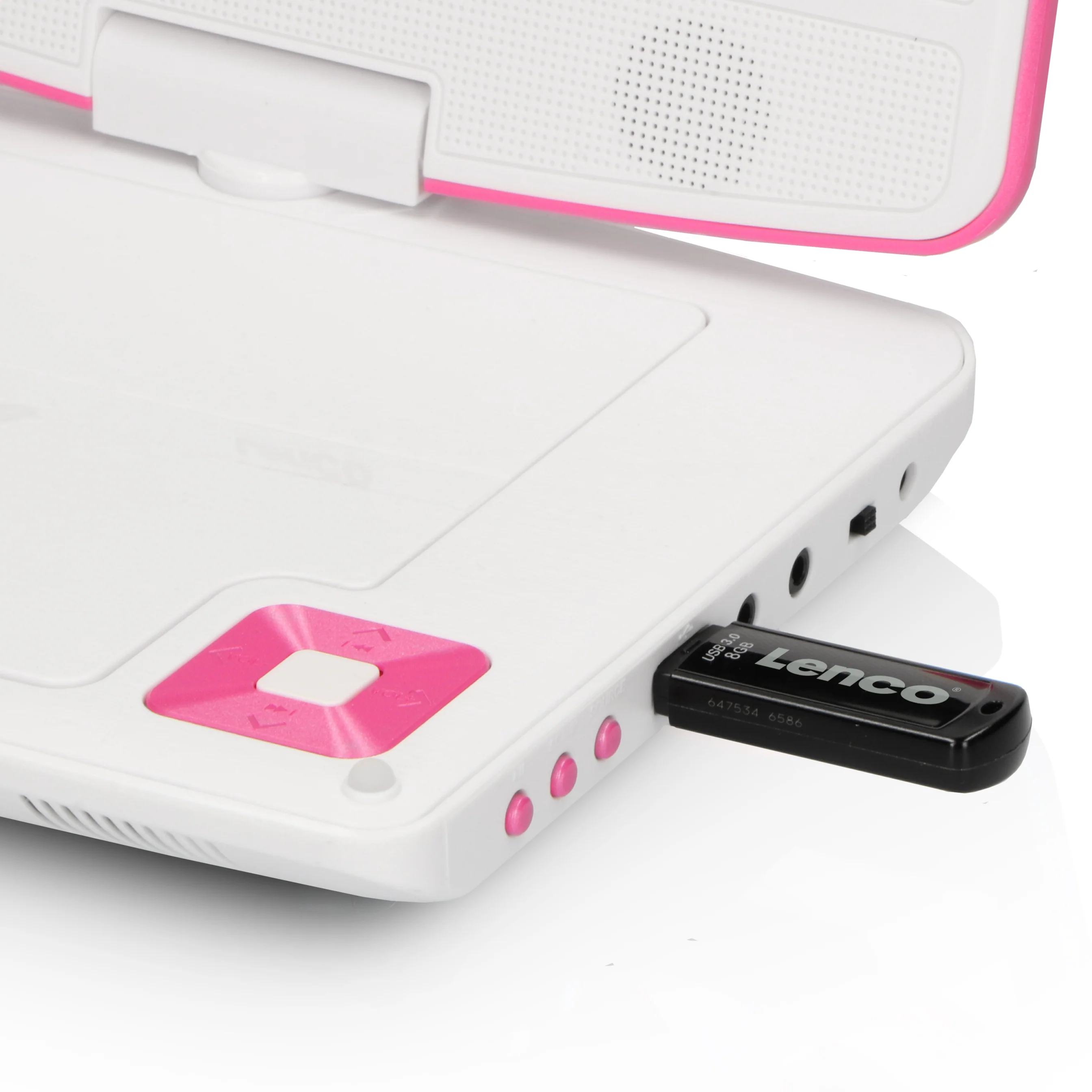 Lenco DVP-910PK - Lecteur DVD portable de 9 pouces avec casque, port USB et dispositif de suspension - Rose/blanc - Image 6