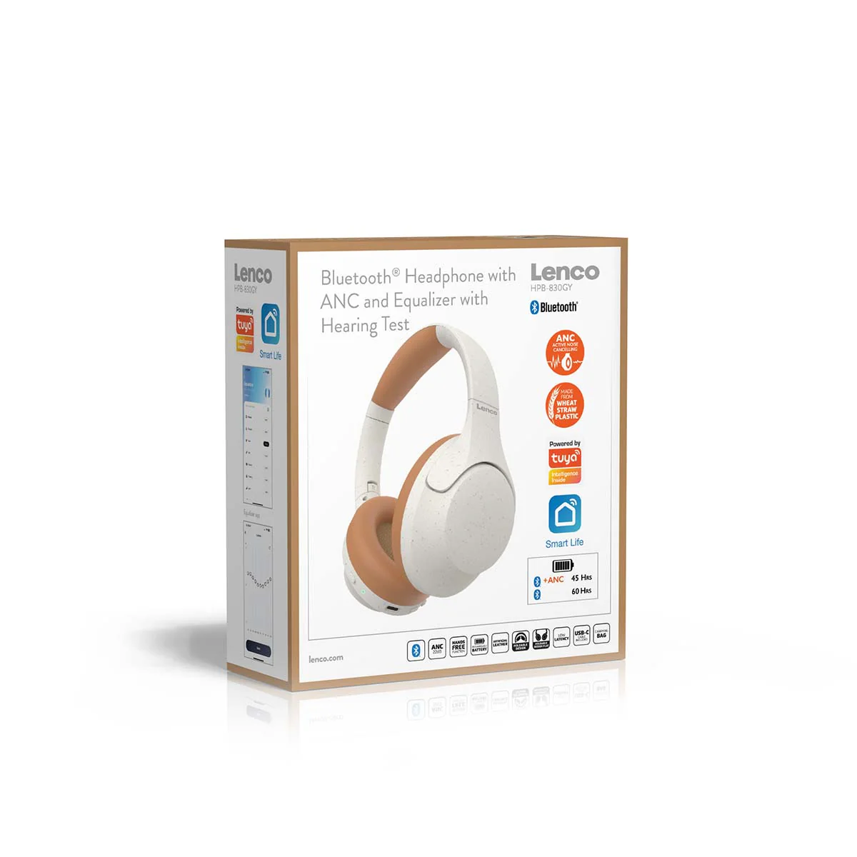 Lenco HPB-830GY - Casque sans fil Bluetooth® avec réduction de bruit active et microphones intégrés - Gris/Blanc - Image 17