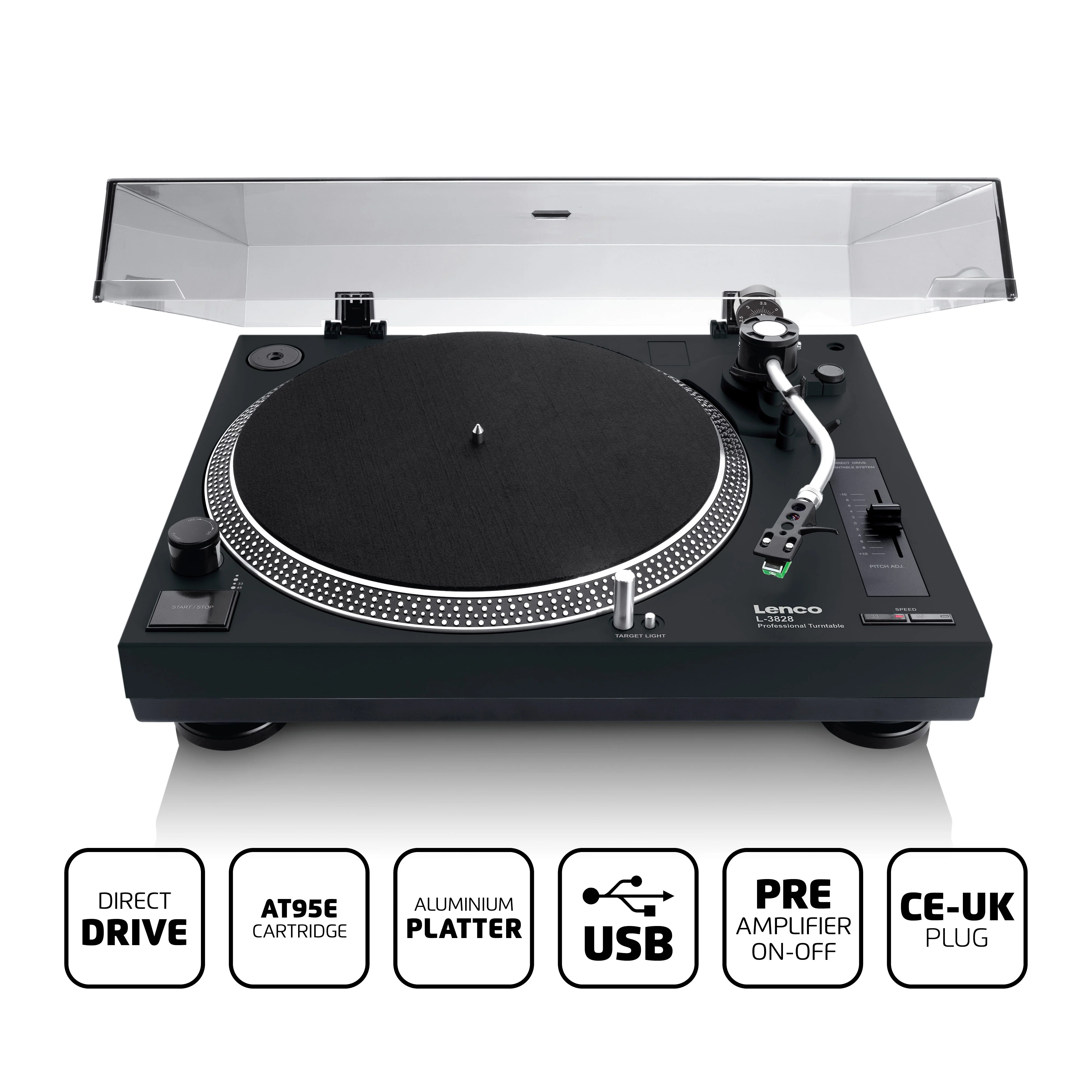 Lenco L-3828 - Platine à entraînement direct avec encodage USB/PC - Noir - Image 8