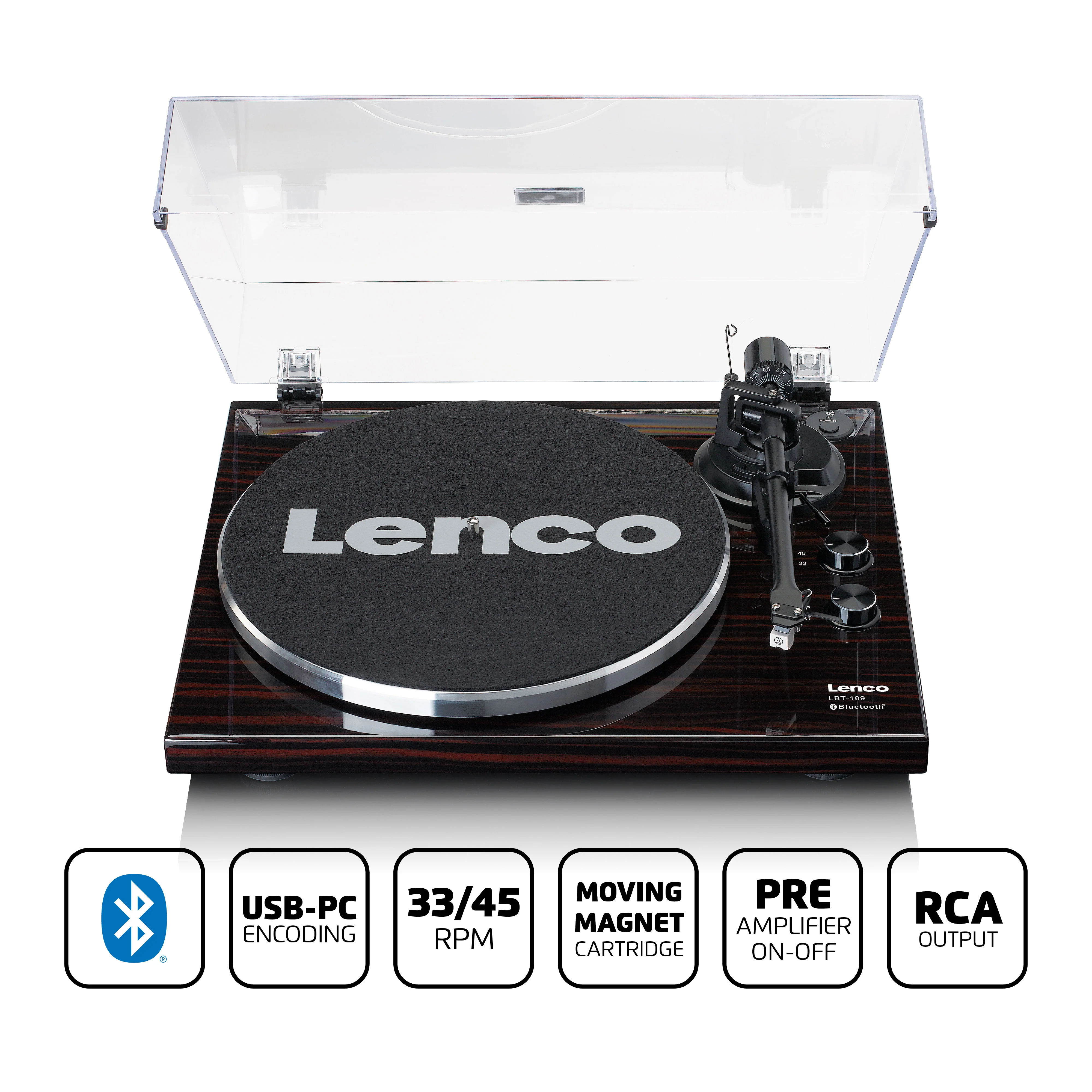 Lenco LBT-189WA - Platine avec transmission Bluetooth®, marron foncé - Image 11