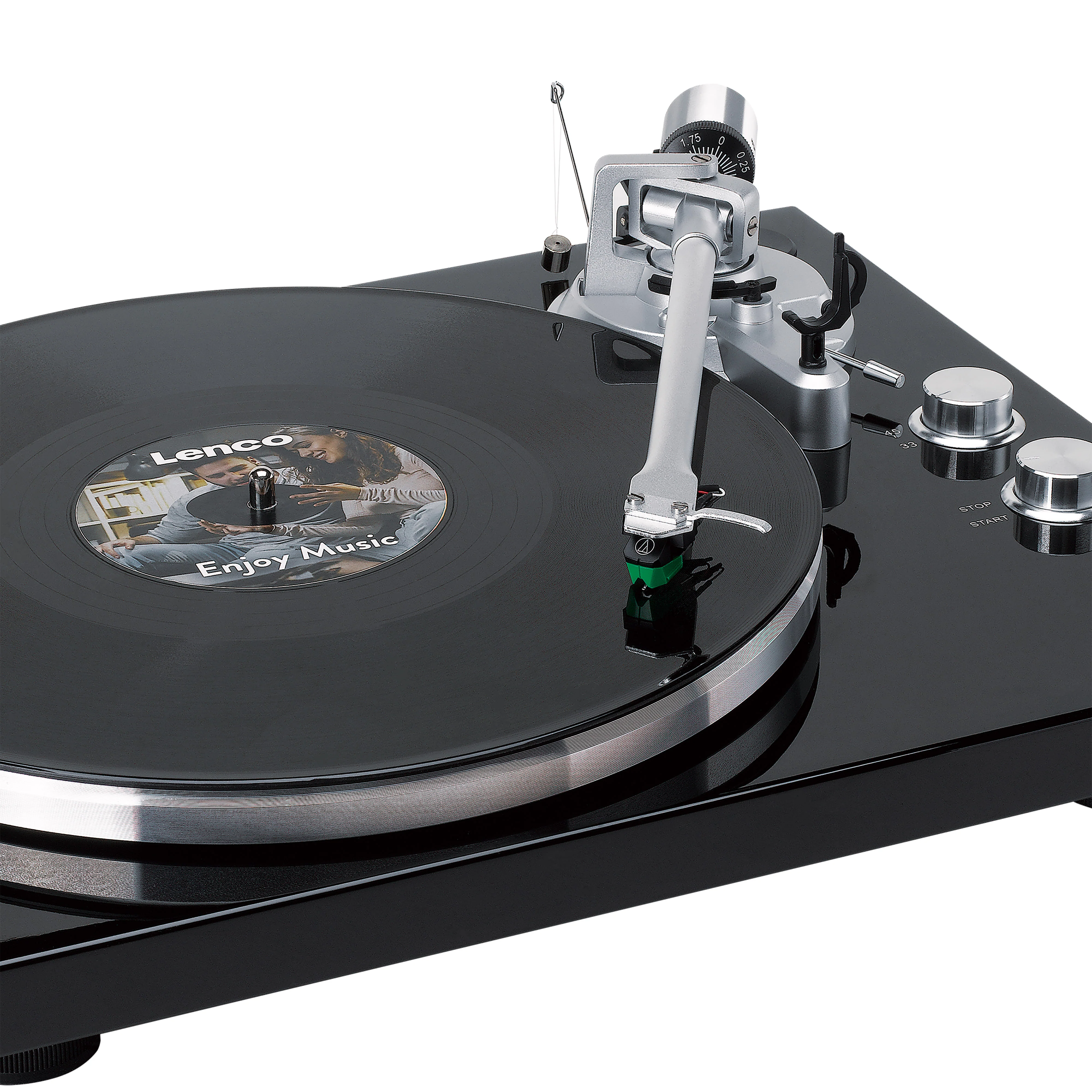 Lenco LBT-215BK - Platine vinyle avec Bluetooth® et plateau tournant, bras de lecture et contrepoids en métal - Couleur Piano Black exclusive - Image 12