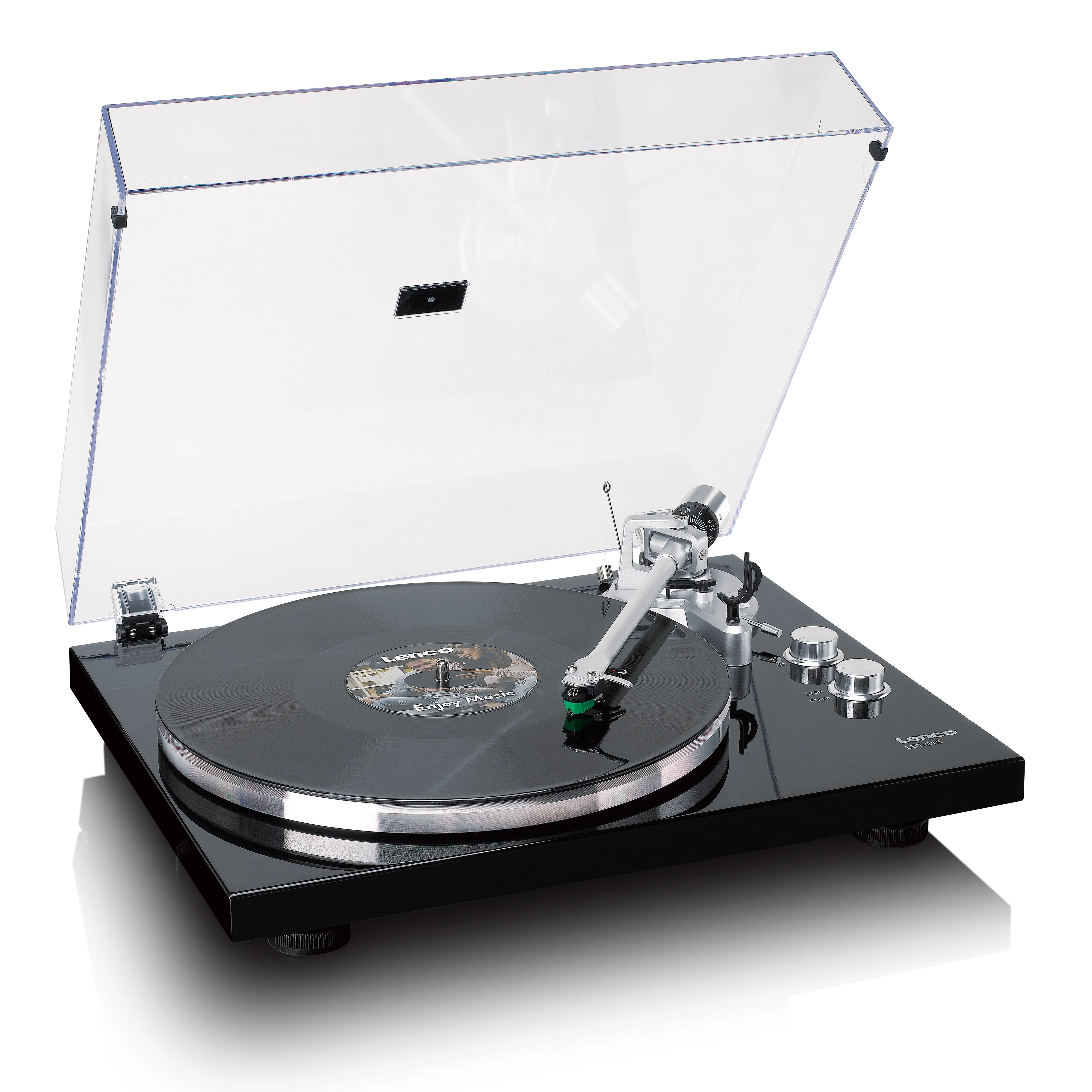 Lenco LBT-215BK - Platine vinyle avec Bluetooth® et plateau tournant, bras de lecture et contrepoids en métal - Couleur Piano Black exclusive - Image 3