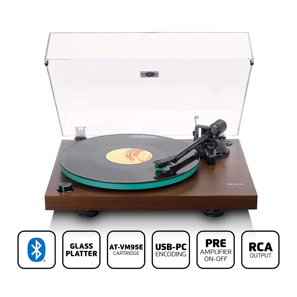 Lenco LBT-225WA - Platine avec transmission Bluetooth® - marron foncé - Image 20