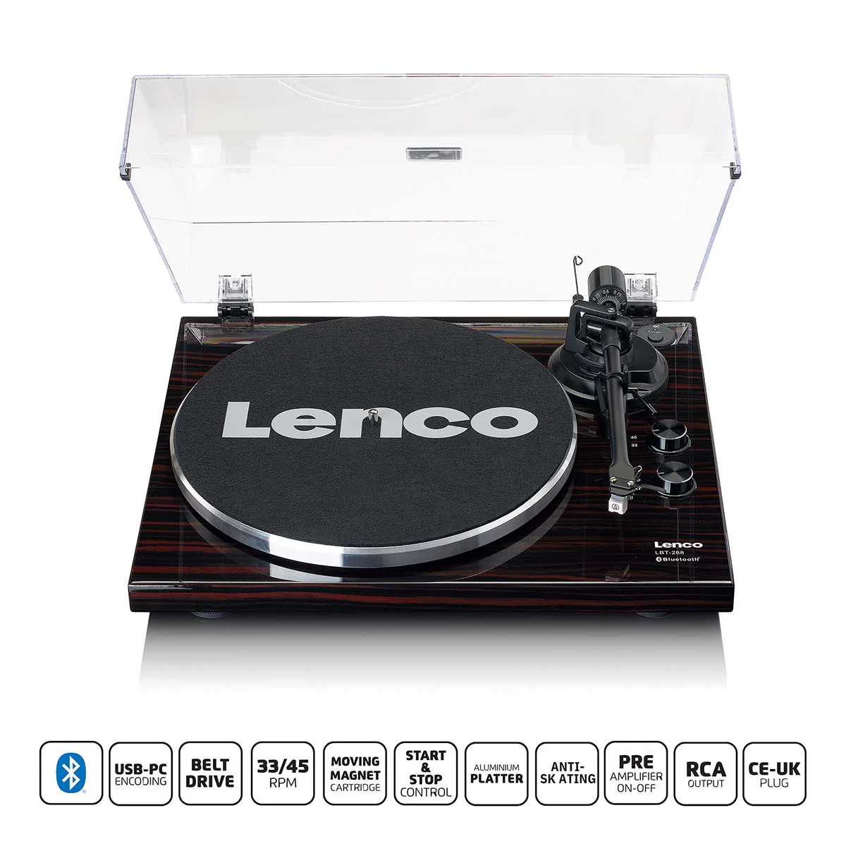Lenco LBT-288WA - Platine avec transmission Bluetooth®, marron foncé - Image 10