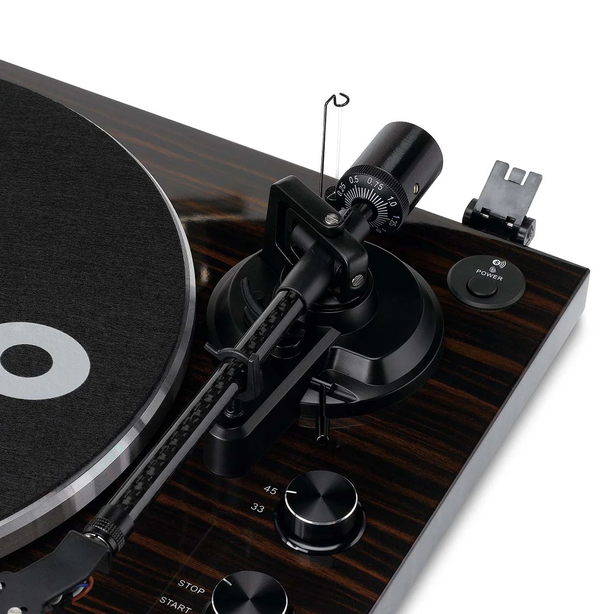 Lenco LBT-345WA - Platine vinyle avec Bluetooth® et cellule Ortofon 2M Red, stabilisateur de plateau chromé inclus - Noyer - Image 12