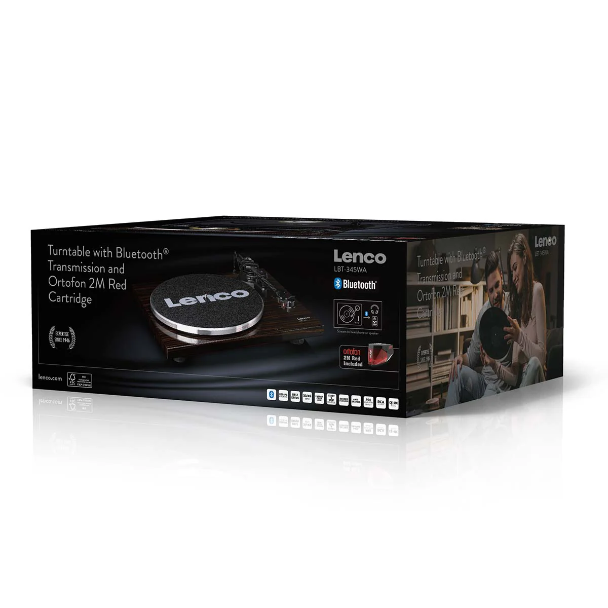 Lenco LBT-345WA - Platine vinyle avec Bluetooth® et cellule Ortofon 2M Red, stabilisateur de plateau chromé inclus - Noyer - Image 19