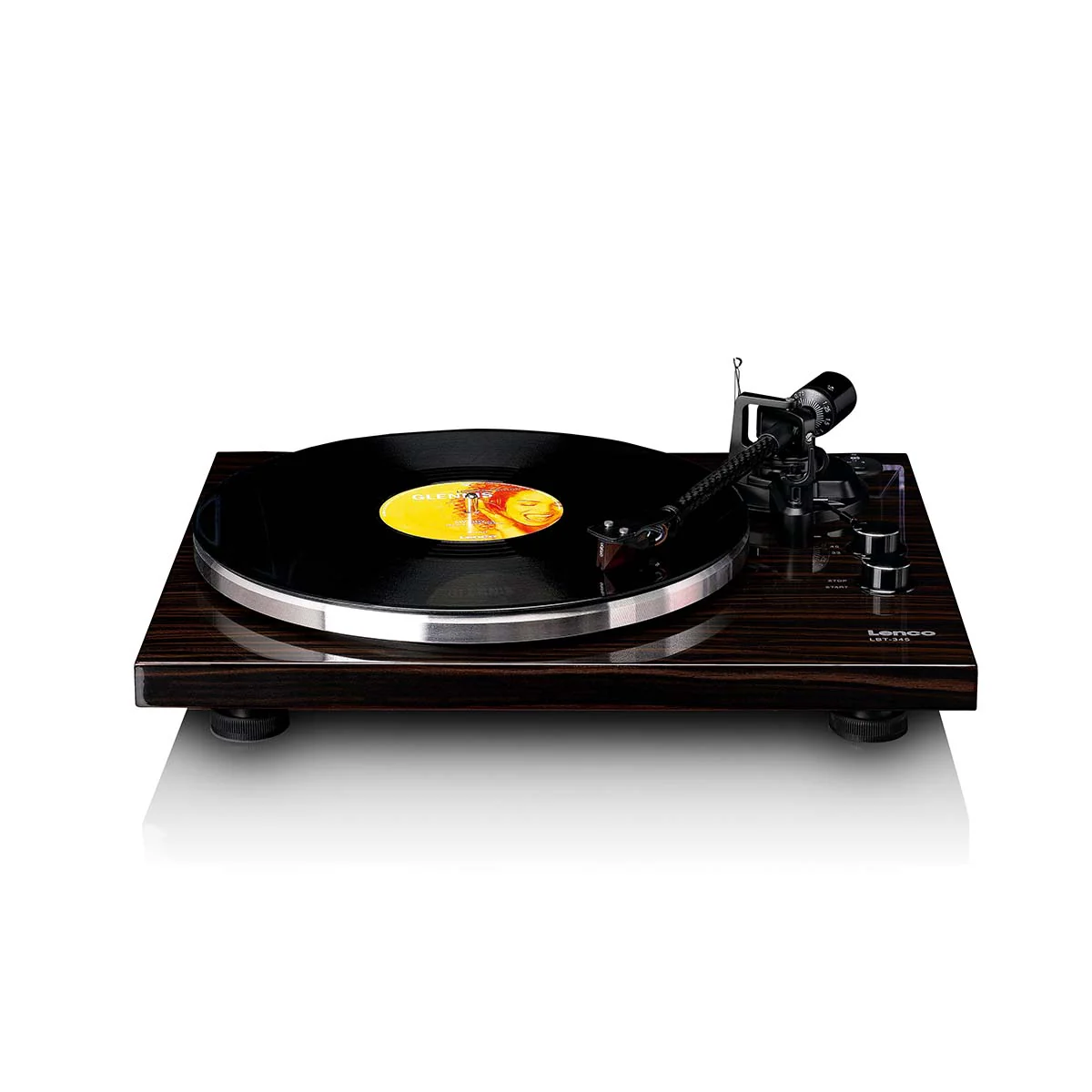 Lenco LBT-345WA - Platine vinyle avec Bluetooth® et cellule Ortofon 2M Red, stabilisateur de plateau chromé inclus - Noyer - Image 3