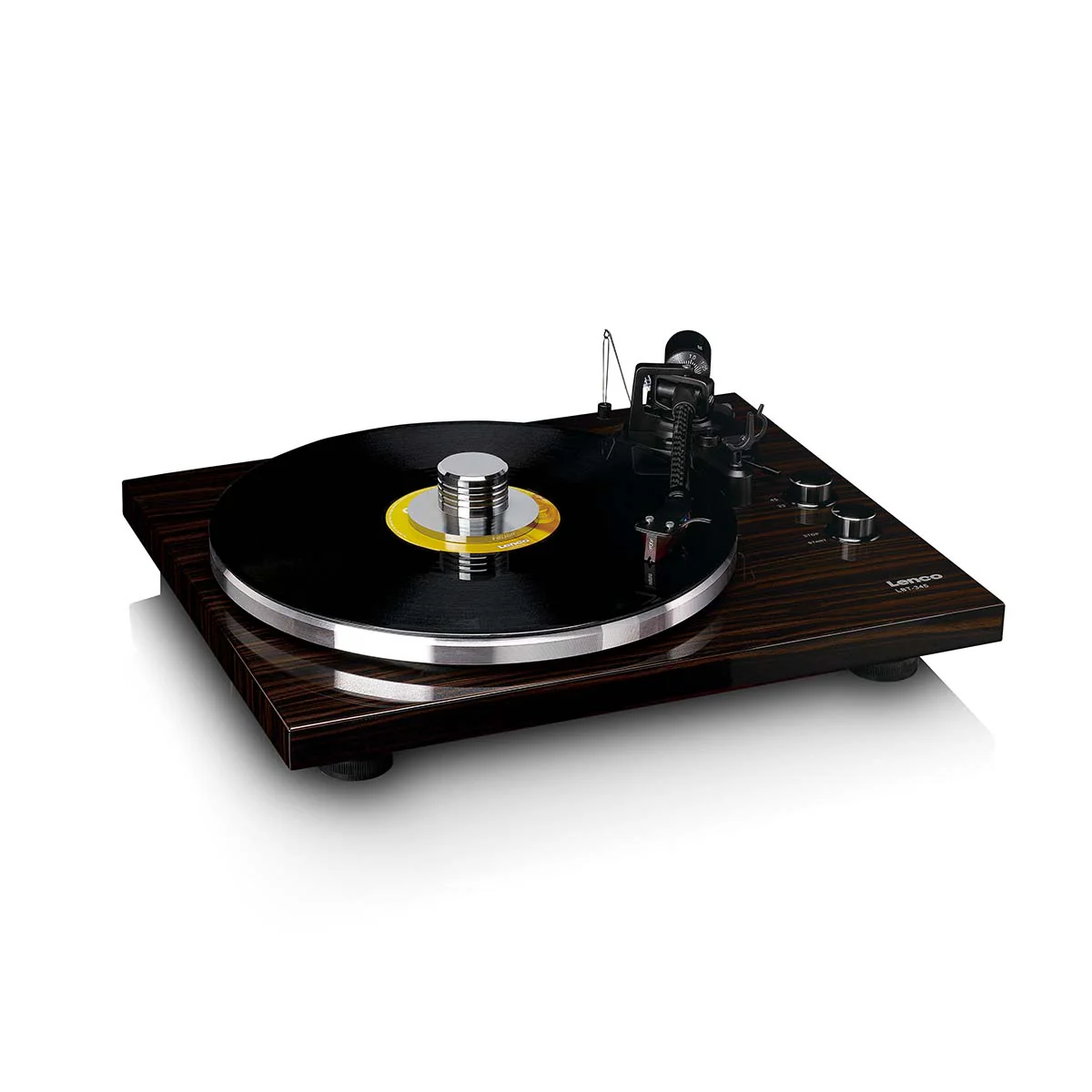 Lenco LBT-345WA - Platine vinyle avec Bluetooth® et cellule Ortofon 2M Red, stabilisateur de plateau chromé inclus - Noyer - Image 9