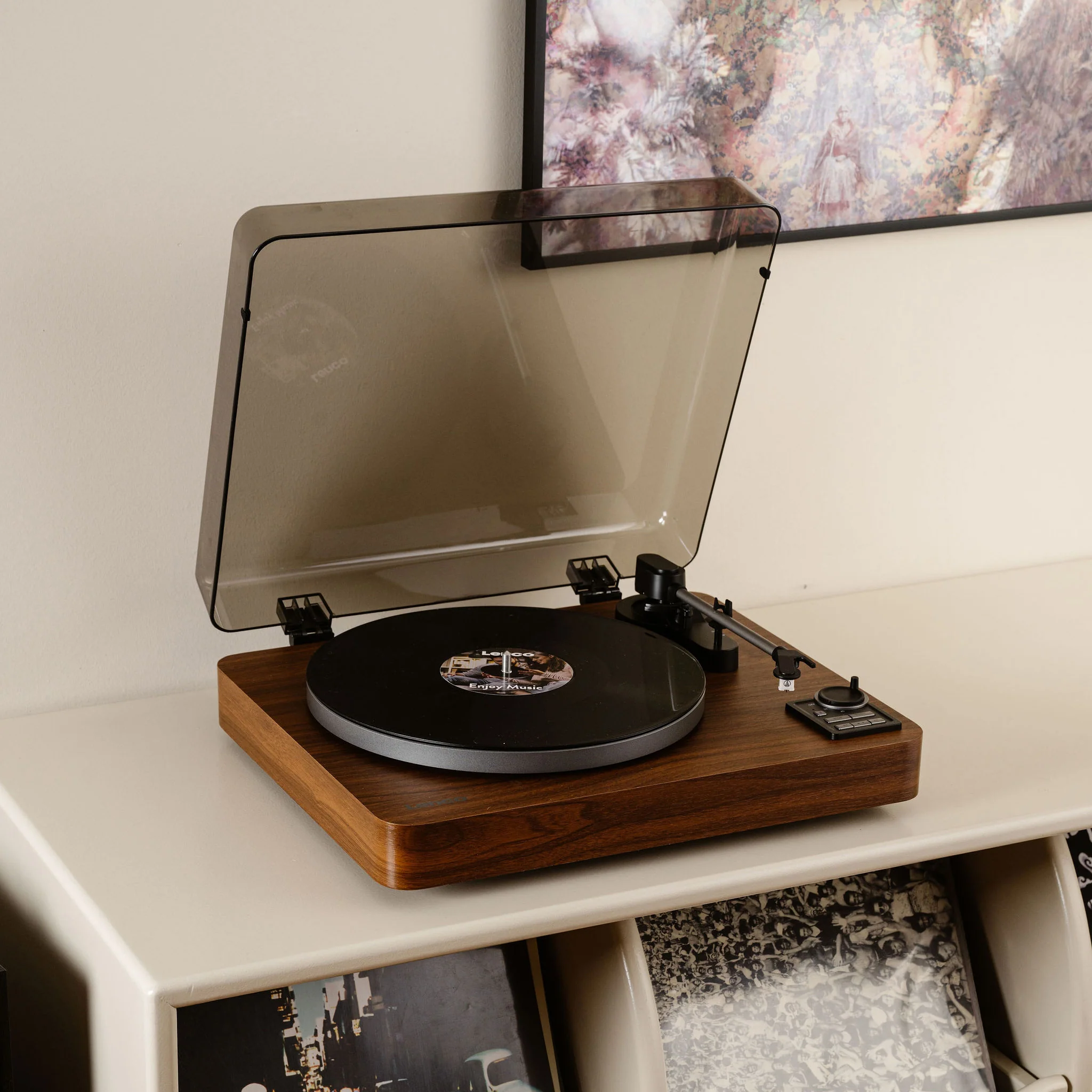 Lenco LBTA-165WD - Platine vinyle entièrement automatique avec transmission Bluetooth® et préamplificateur - Plateau et bras de lecture en métal - Bois - Image 13