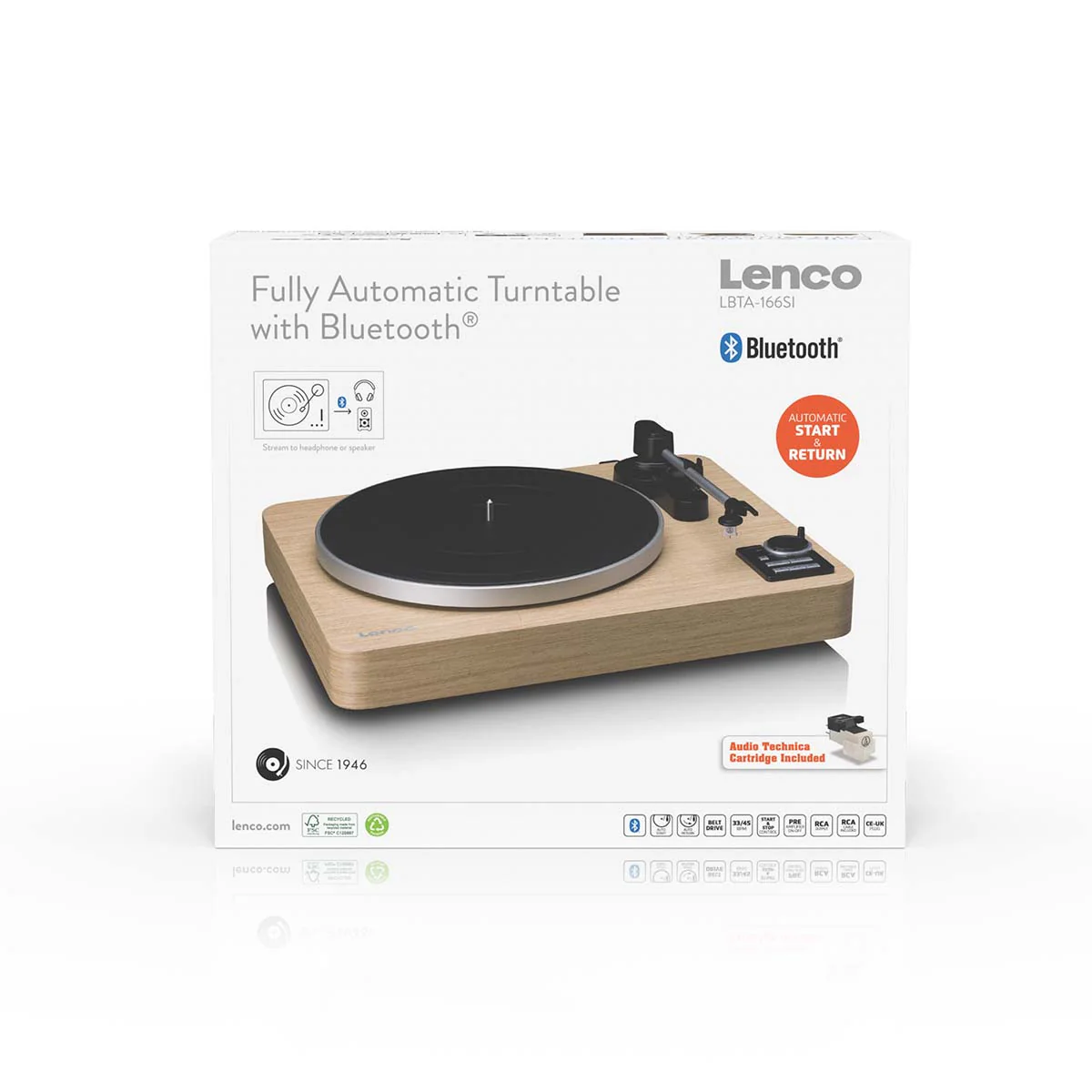 LENCO LBTA-166SI - Platine entièrement automatique avec transmission Bluetooth® et préamplificateur - Platine et bras de lecture en métal - Bois de pin - Image 13